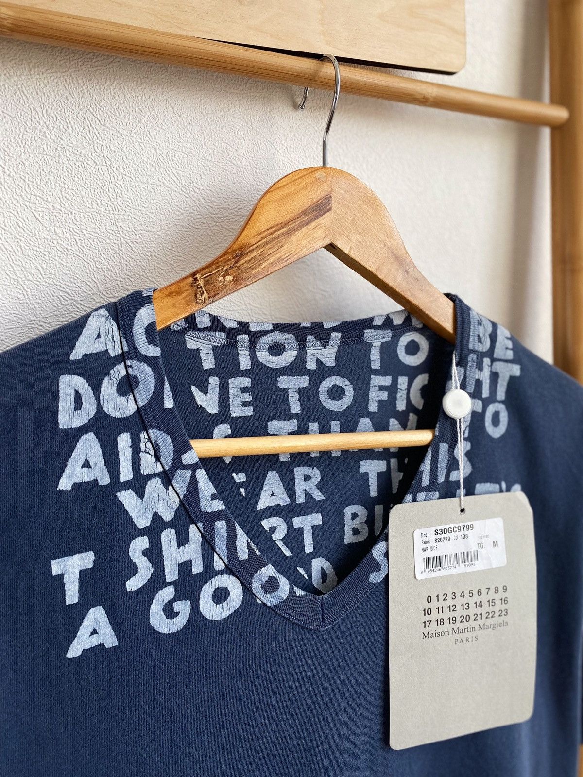 Maison Margiela MAISON MARTIN MARGIELA AIDS garment dyed v- neck t-shirt Size US M / EU 48-50 / 2 - 3 Thumbnail