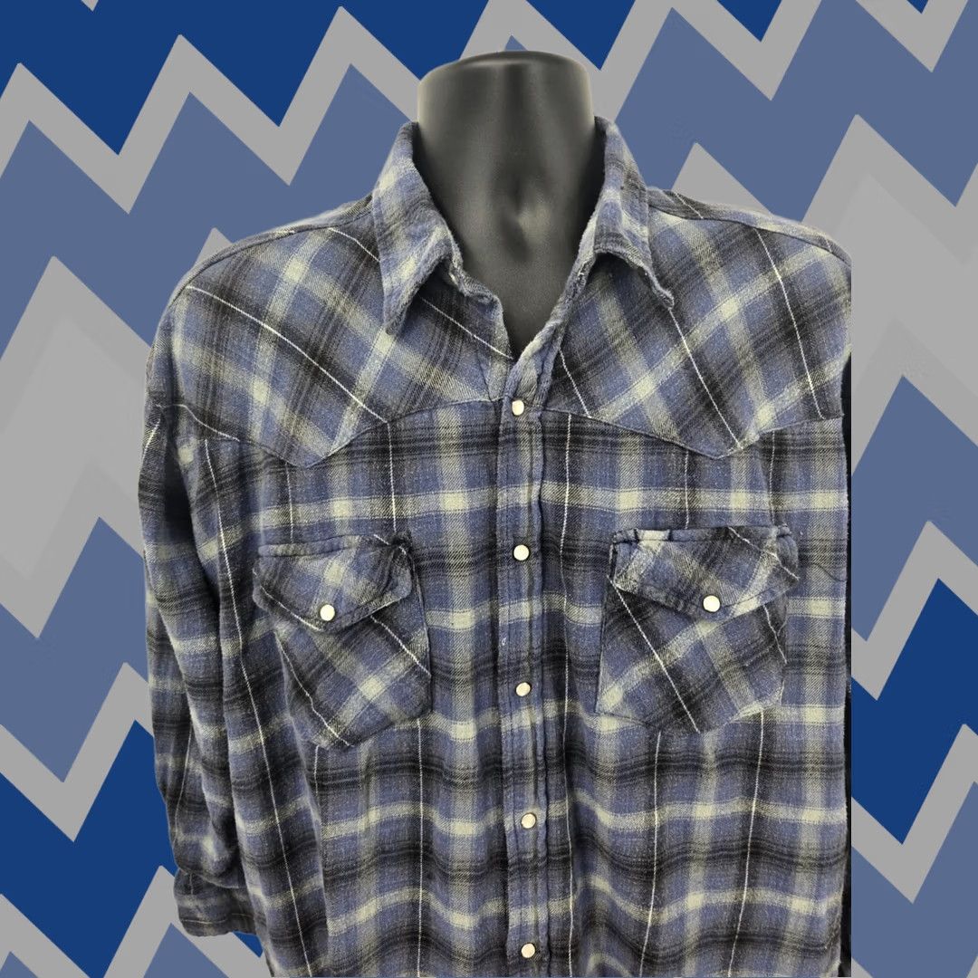Vintage Canyon Guide Flannel Shirt 2XL Blue Plaid Pocket Button Outdoor Men XXL Size US XXL / EU 58 / 5 - 1 Thumbnail