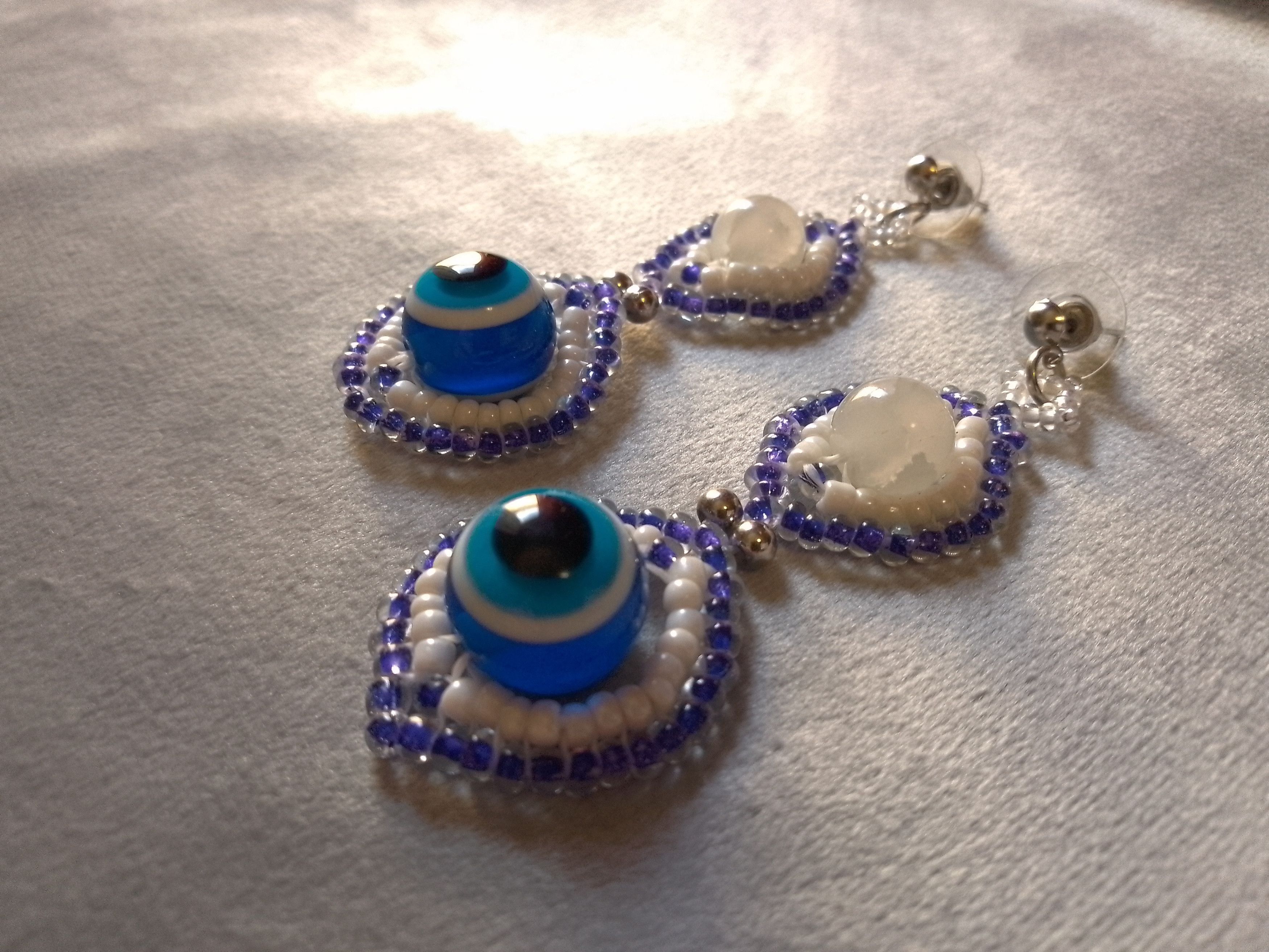 Other Boho Earrings Eye of Nazar and moonstones gems Size ONE SIZE - 3 Thumbnail