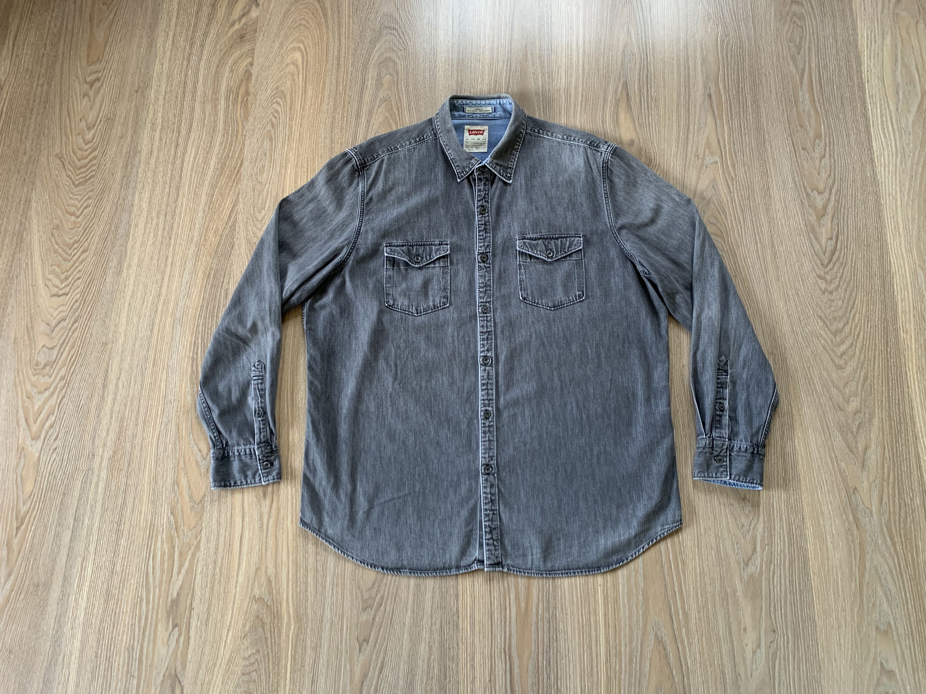 Levi's × Levi's Vintage Clothing × Vintage Levi's Long Sleeve Standard Fit Washed Light Grey Shirt Size US XXL / EU 58 / 5 - 1 Thumbnail