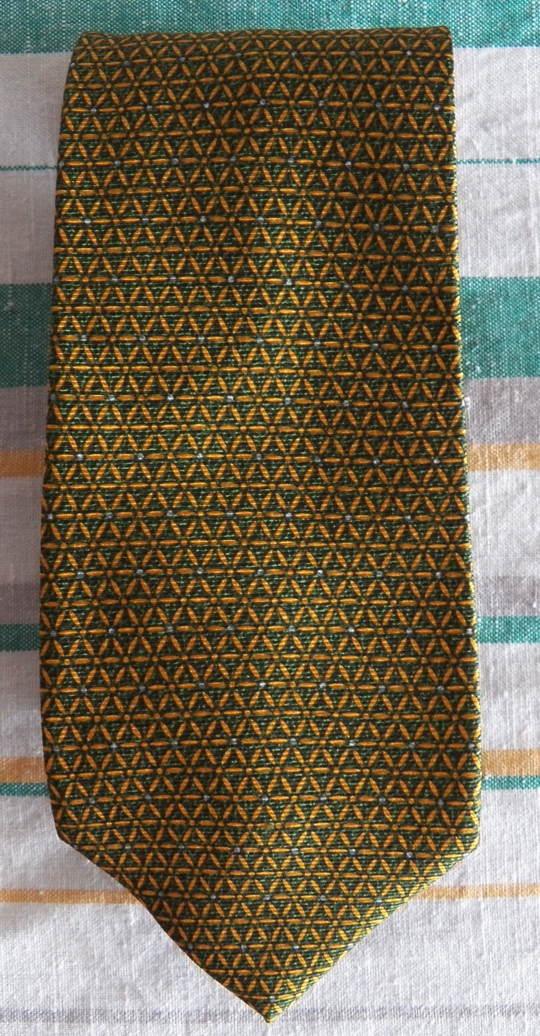 Bvlgari Bvlgari Silk Necktie green yellow geometrical floral Bulgari Size ONE SIZE - 7 Thumbnail