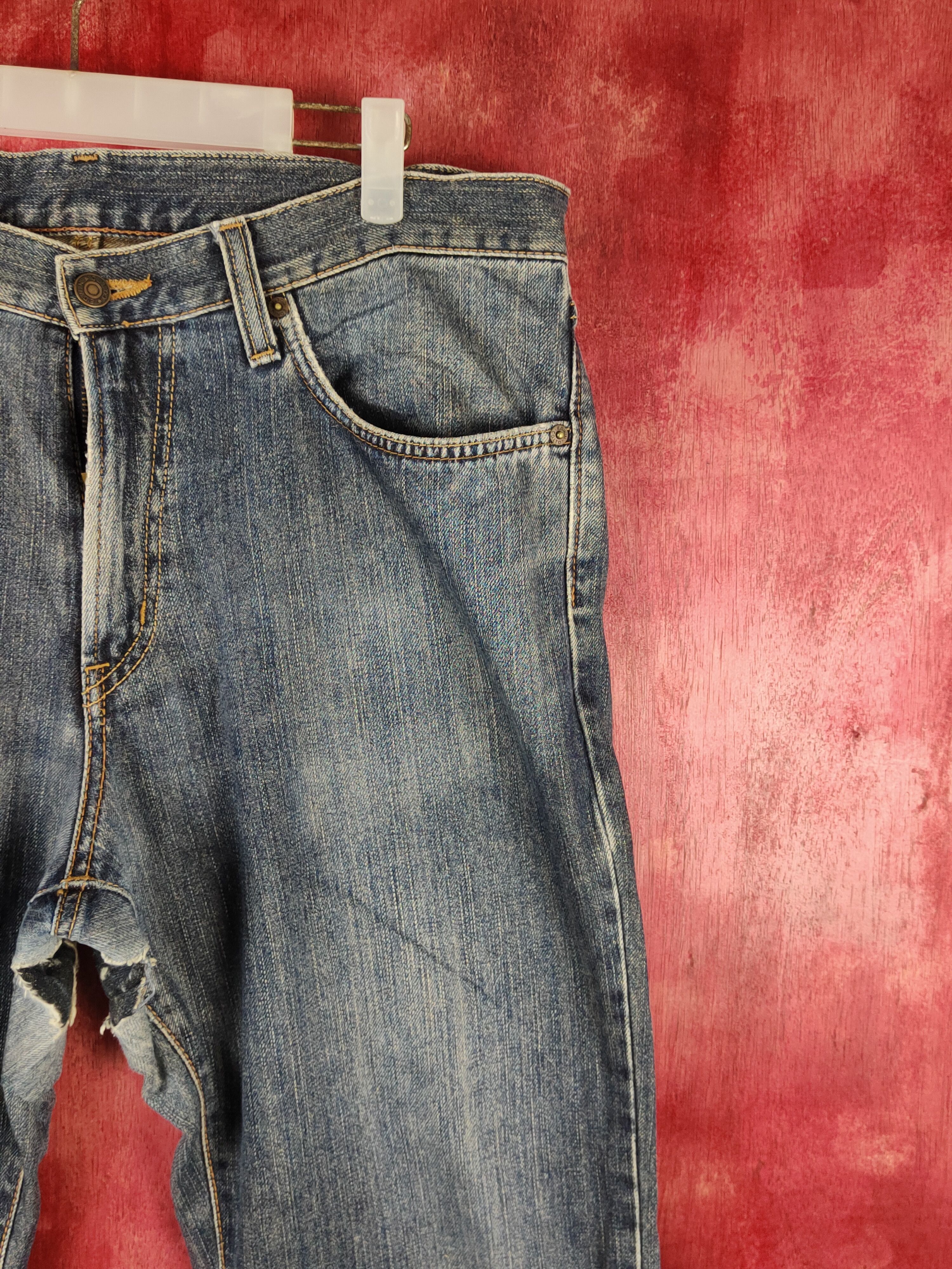 Edwin Edwin Dark Blue Faded Distressed Ripped Jeans #S2310 Size US 34 / EU 50 - 6 Thumbnail