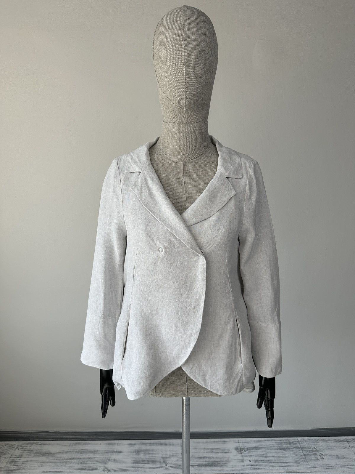 Annette Gortz ANNETTE GORTZ Avant Garde Asymmetrical Linen Blazer Jacket Size XS / US 0-2 / IT 36-38 - 1 Thumbnail