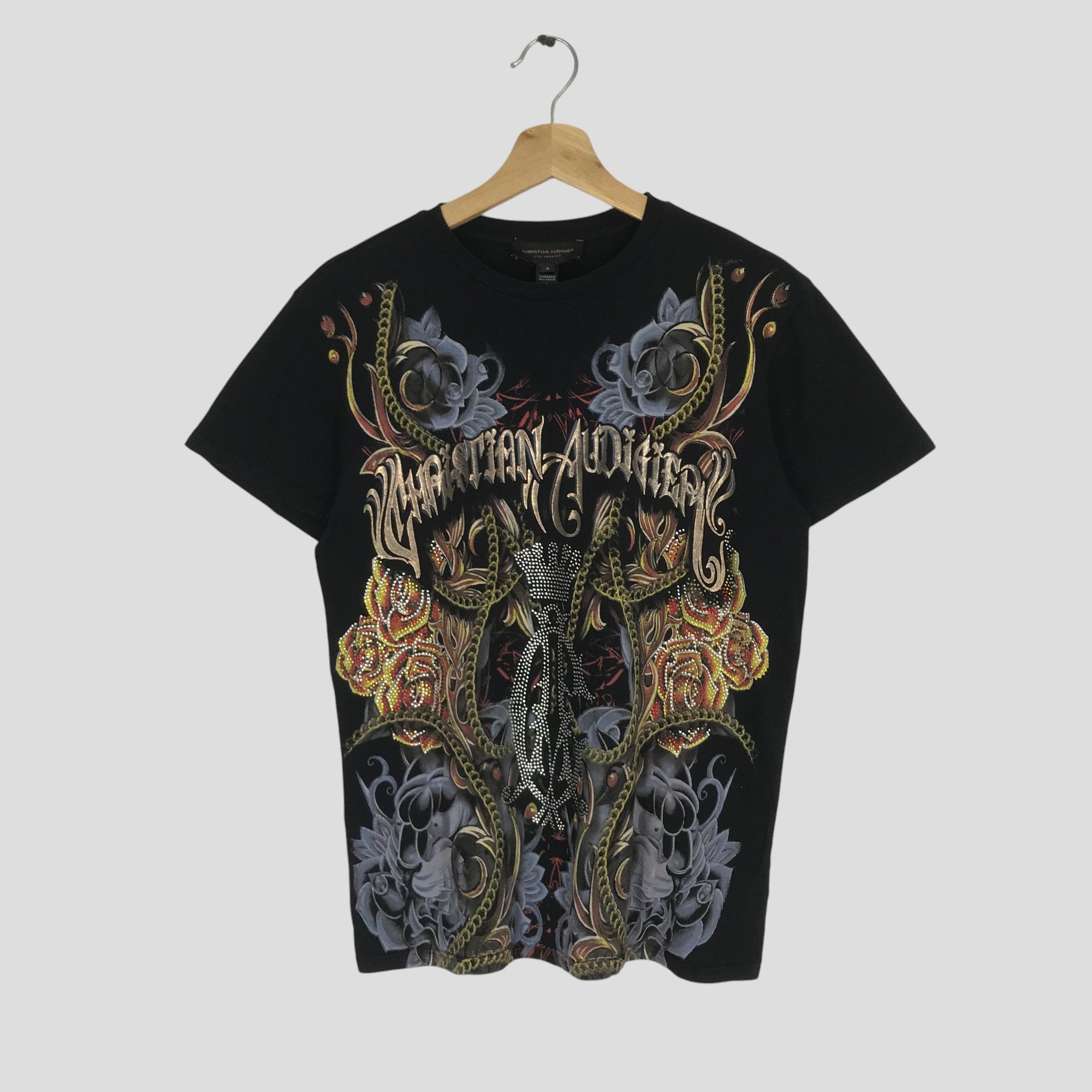 Christian Audigier × Ed Hardy × Vintage Vintage Christian Audigier Los Angeles USA Designer T Shirt Size US S / EU 44-46 / 1 - 1 Thumbnail