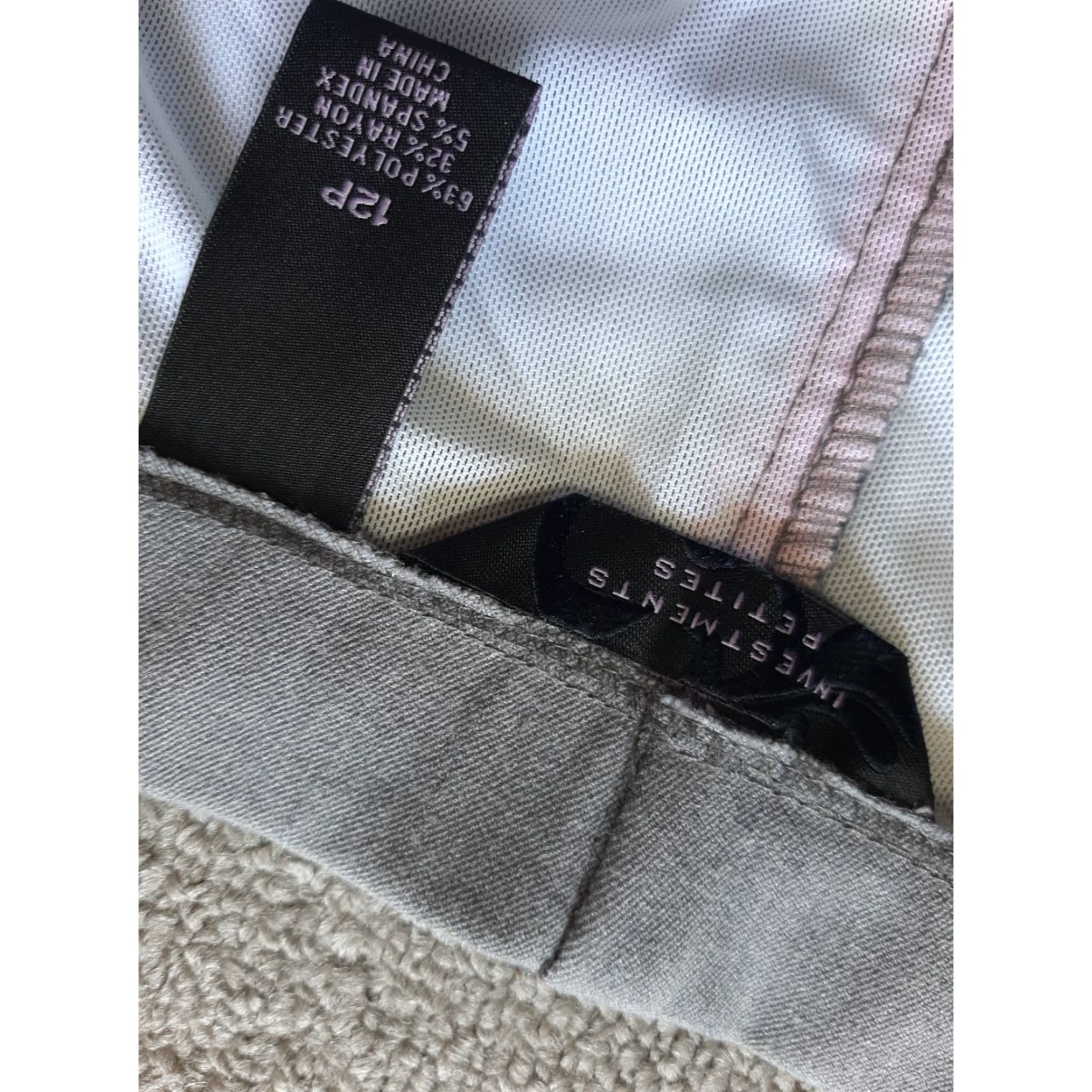 Vintage Investments Petites Women's Dress Pants 12P Gray Flat Front Business Formal Slim Relaxed No Pocket Women Size 34" / US 12 / IT 48 - 4 Thumbnail