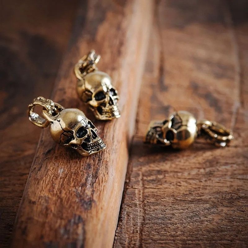 Other Skull Pendant Brass EDC Gift Accessories Keychain Keyring Size ONE SIZE - 2 Thumbnail