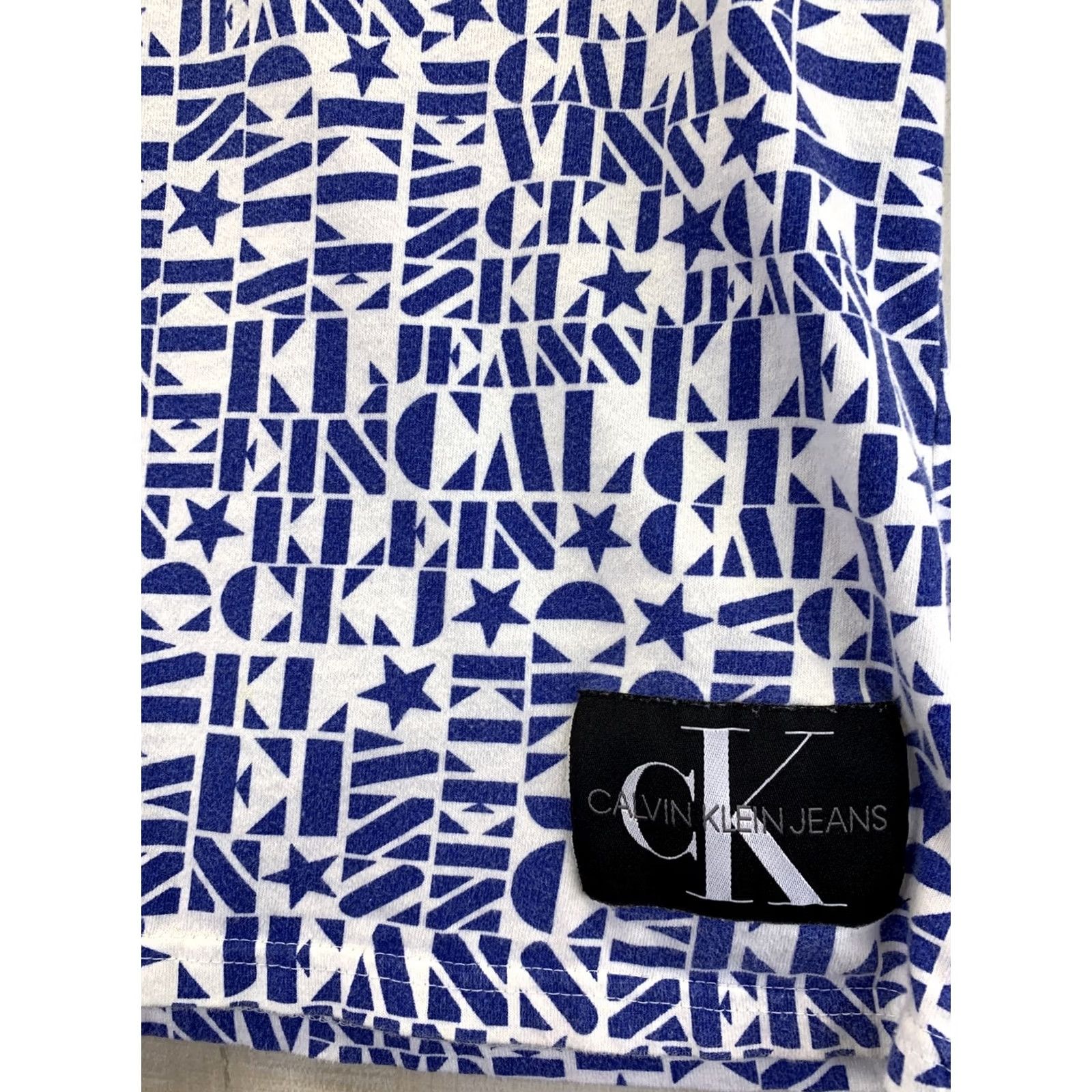 Calvin Klein Calvin Klein Mens Shirt-5964 Blue/White Logo Short Sleeve T-Shirt L-Blue/White Logo Print Shirt Mens Size L Size US L / EU 52-54 / 3 - 3 Thumbnail