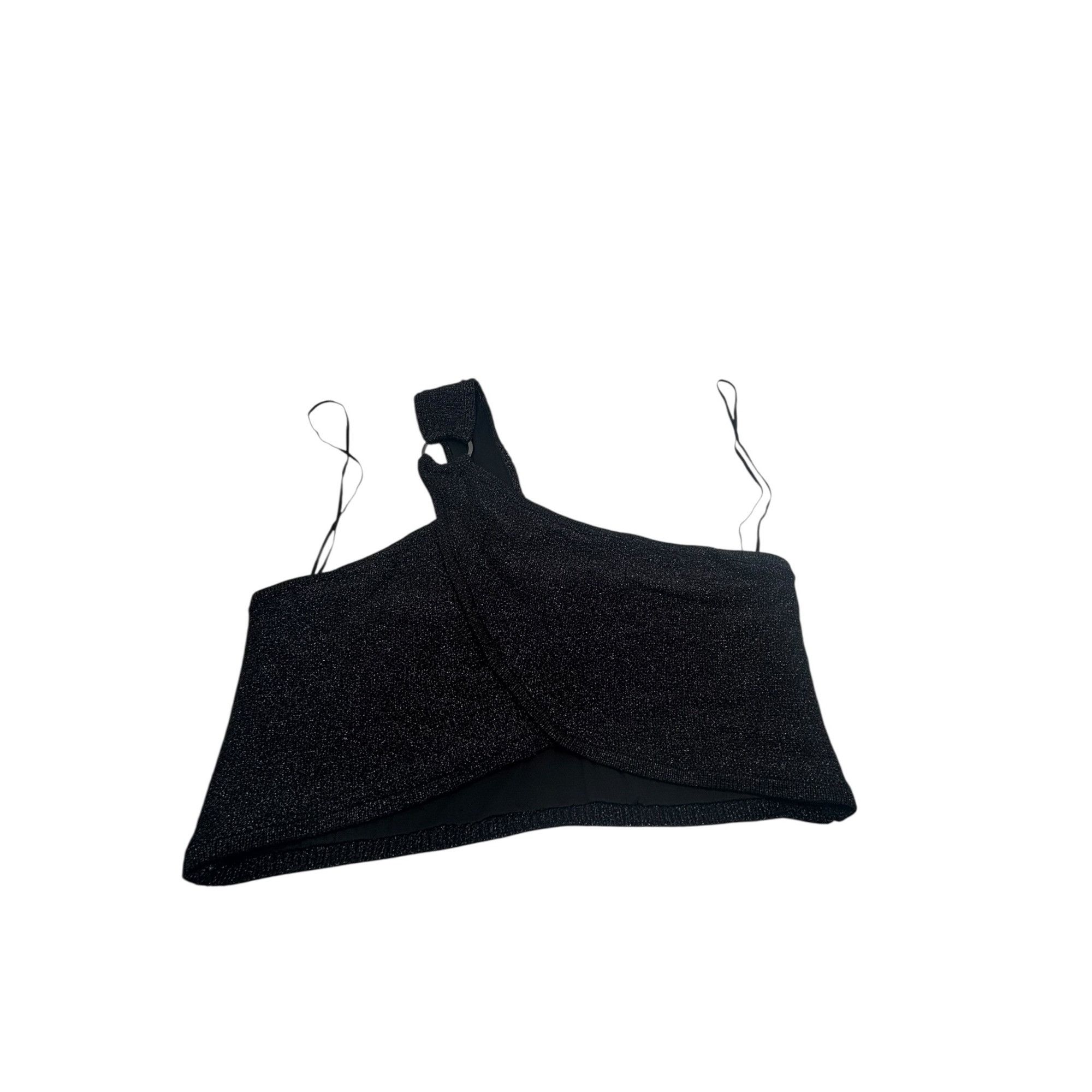 Diane von Furstenberg House of Harlow 1960 Black Metallic Knit Lurex Crop Top, Bla Size M / US 6-8 / IT 42-44 - 12 Thumbnail