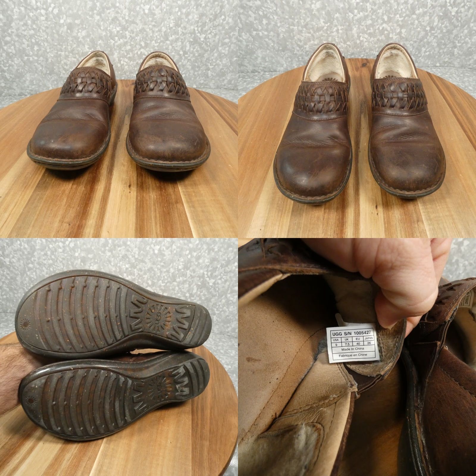 Ugg UGG Clogs Womens 9 Anila Brown Leather Block Heel Mules Fleece Lined 1005427 Size M / US 6-8 / IT 42-44 - 8 Thumbnail