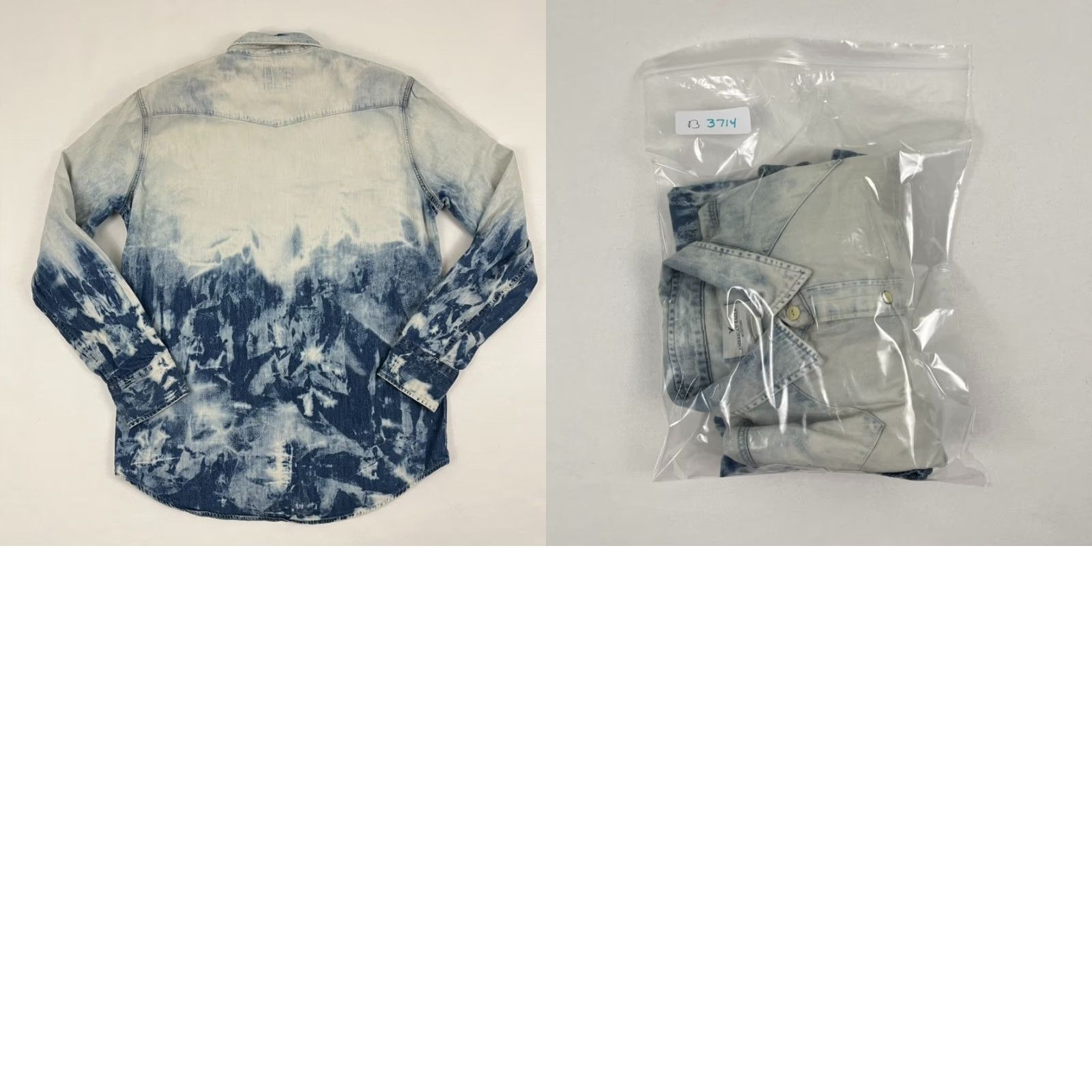 American Eagle Outfitters American Eagle Shirt Mens Medium Blue White Pearl Snap Western Pockets Tie Dye Size US M / EU 48-50 / 2 - 8 Thumbnail