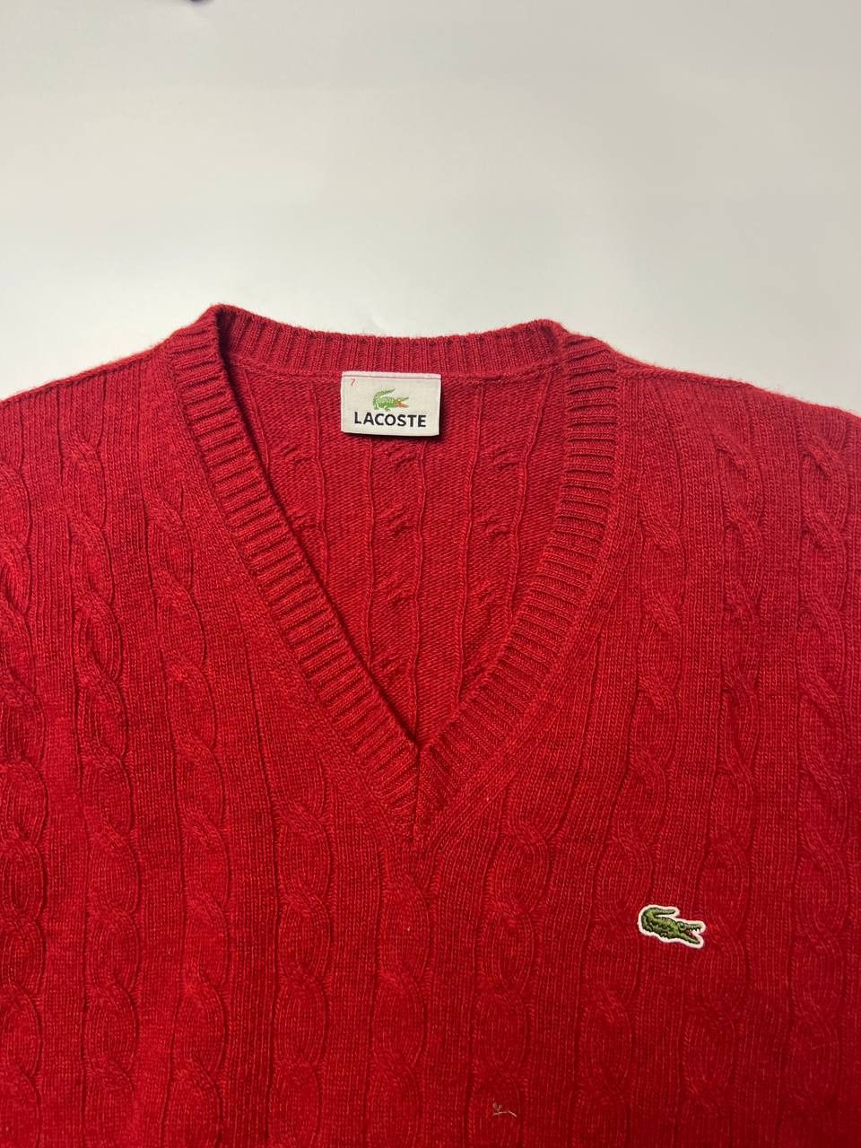 Lacoste 🧥 Lacoste Cable Knit Sweater — Bold Red Edition Size US M / EU 48-50 / 2 - 2 Thumbnail
