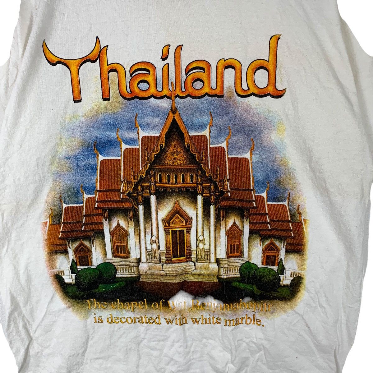 Vintage THAILAND GRAND PALACE Illustration Art Temple Tee Shirt Top Size M / US 6-8 / IT 42-44 - 4 Thumbnail