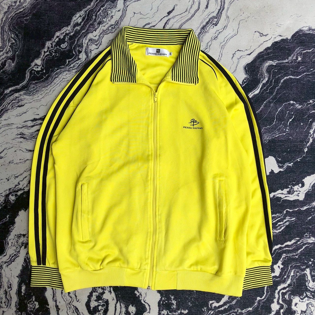 Pierre Balmain Vintage Pierre Balmain Yellow Track Jacket Stripe Size US S / EU 44-46 / 1 - 1 Thumbnail