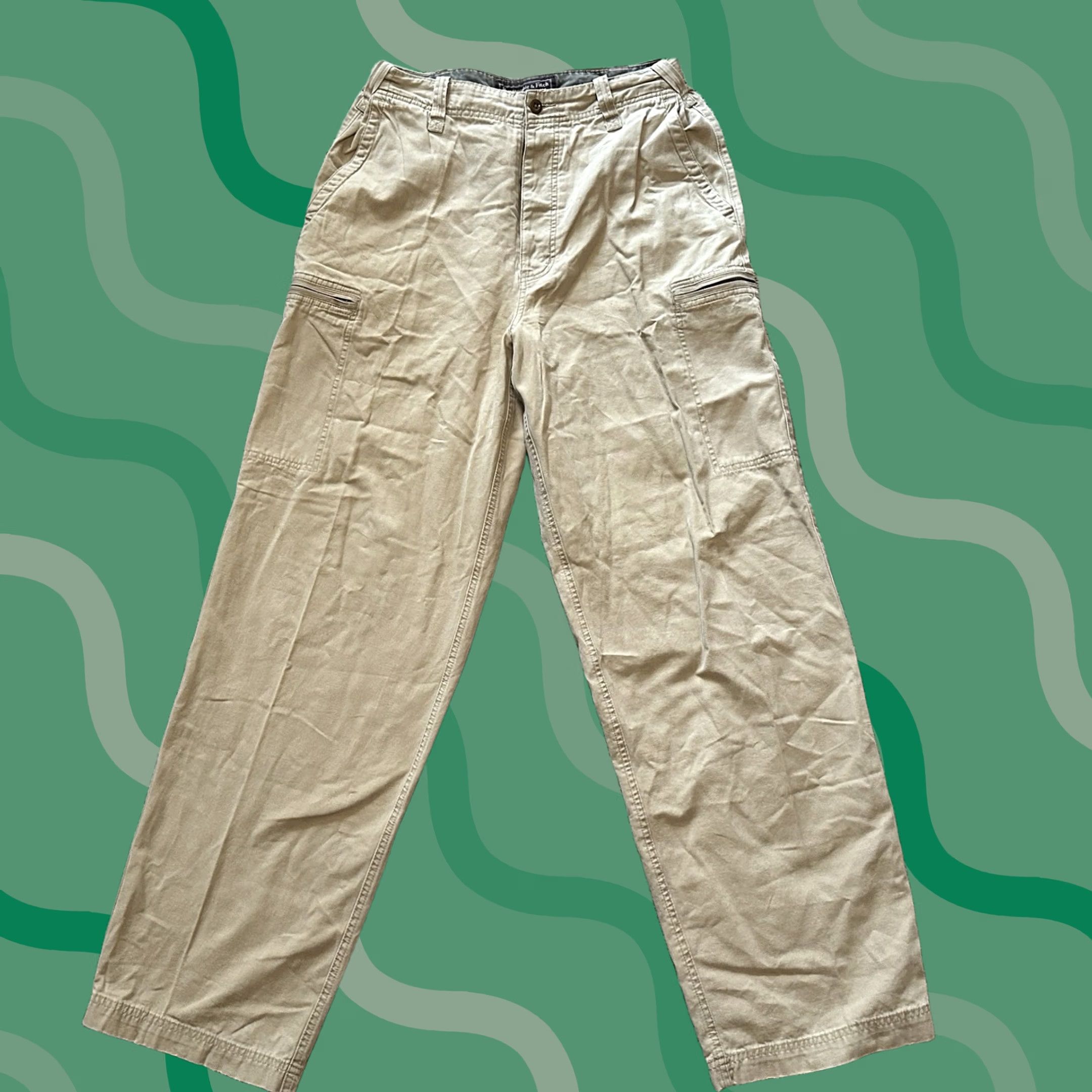 Abercrombie & Fitch VINTAGE Abercrombie & Fitch Cargo Pants Mens 34L Canvas Beige 34 Inseam Straight Pocket Grunge Style Size US 34 / EU 50 - 1 Thumbnail
