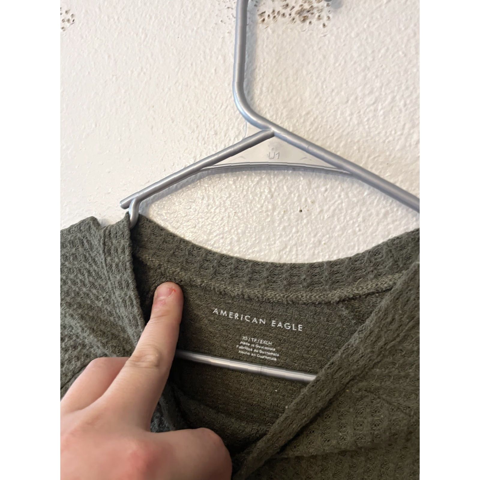 American Eagle Outfitters VINTAGE American Eagle Shirt Womens XS Green Waffle Knit Button-Up Long Sleeve Crew Neck Thermal Casual Womens XS Green Button-Up Knit Shirt Size XS / US 0-2 / IT 36-38 - 3 Thumbnail