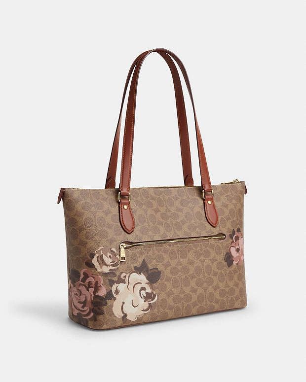 Coach NWT Coach Gallery Tote Bag In Signature Canvas With Rose Pri Size ONE SIZE - 4 Thumbnail