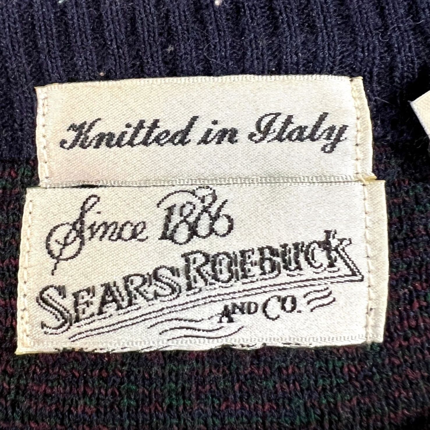Sears VINTAGE Sears Roebuck Sweater Men Large Green Burgundy Plaid Wool Made in Italy Size US L / EU 52-54 / 3 - 4 Thumbnail