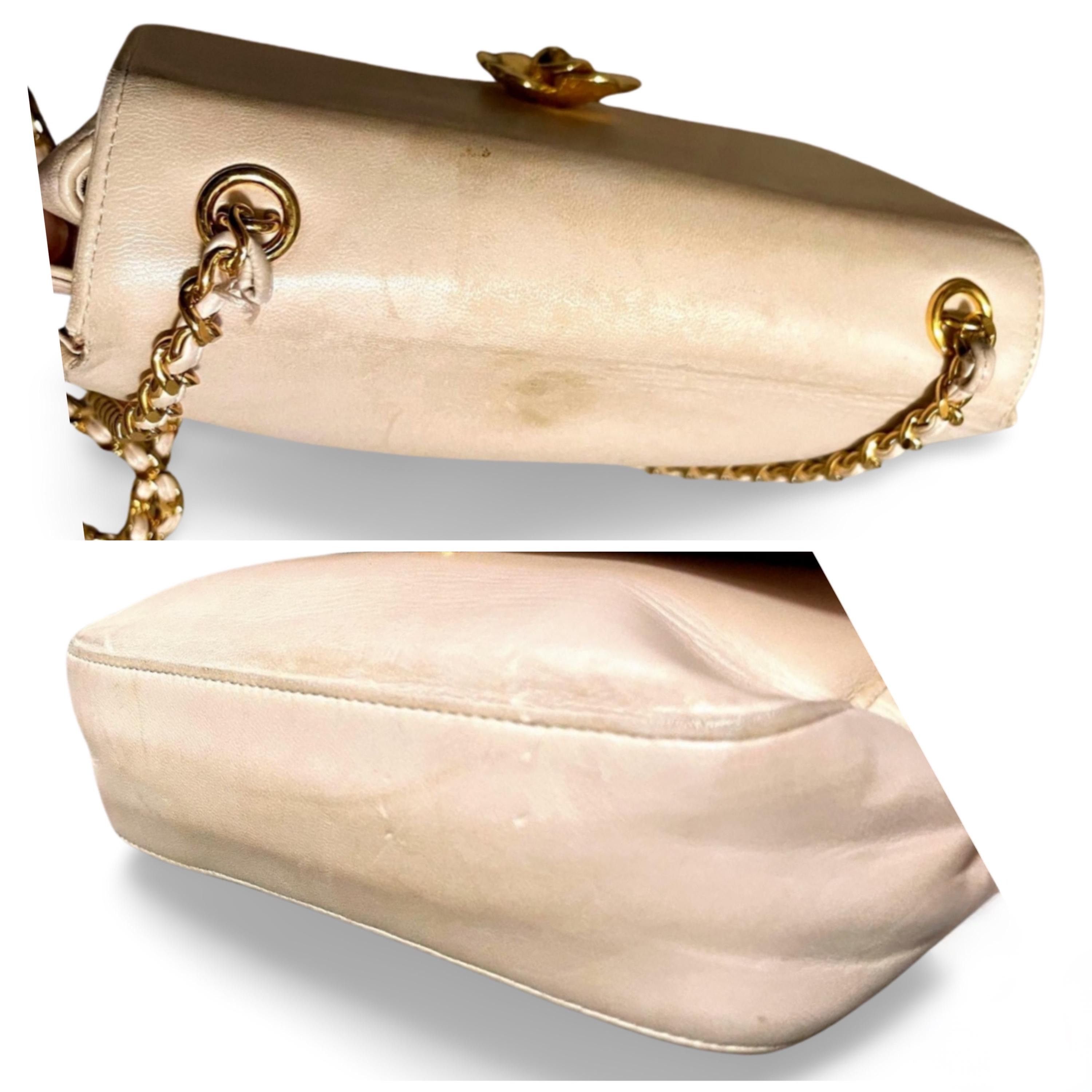 Chanel Vintage CHANEL pale pink beige lambskin chain shoulder bag Size ONE SIZE - 7 Thumbnail