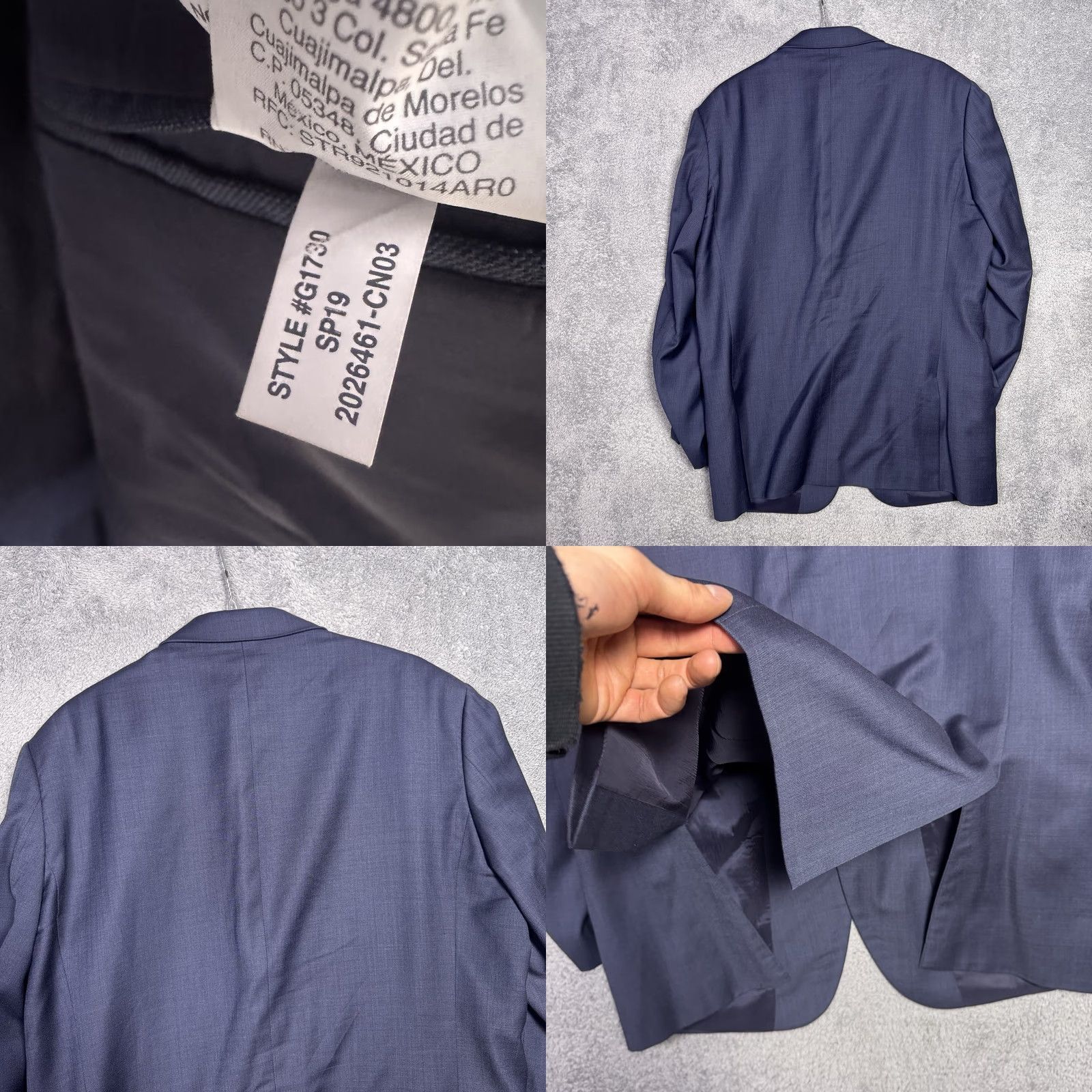 J.Crew J.CREW Thompson Blazer Mens 44L 100% Worsted Wool Slim Sport Coat Jacket Blue Solid Long Notch-Button 2-Button Size 44R - 9 Thumbnail