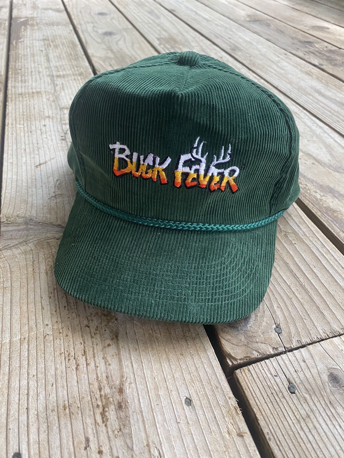 Vintage Vintage Forest Green “Buck Fever” Embroidered Corduroy Hat Size ONE SIZE - 1 Thumbnail
