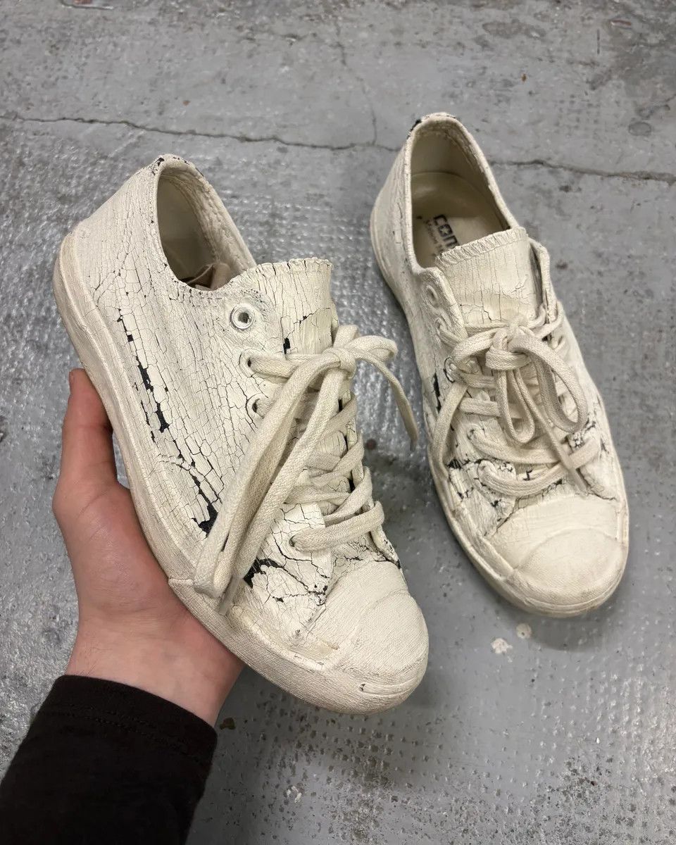 Maison Margiela 2012 Maison Margiela Converse White Painted Sneakers Size US 7.5 / IT 37.5 - 1 Thumbnail