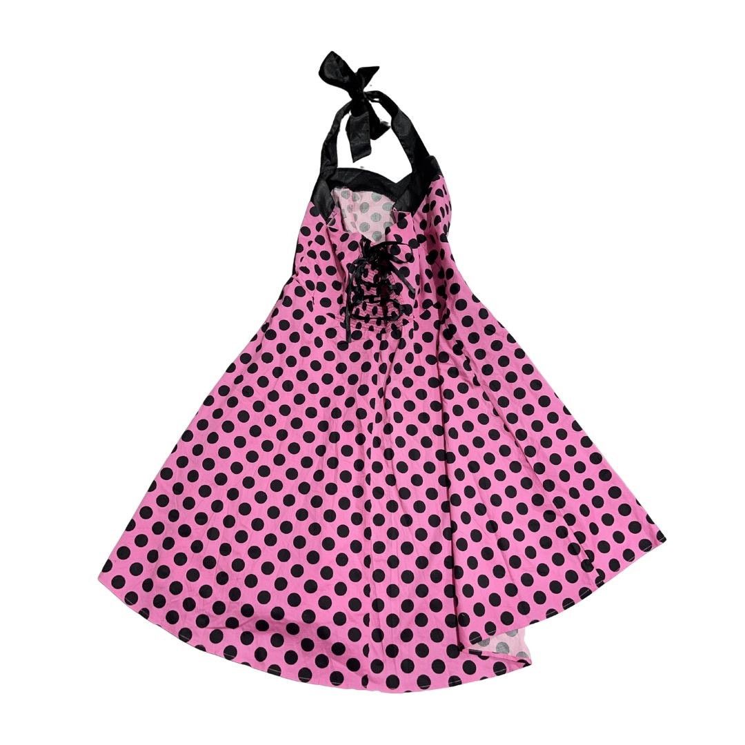 Other Dress Tells Rockabilly Halter Dress Pink & Black Polkadots Size L / US 10 / IT 46 - 2 Thumbnail