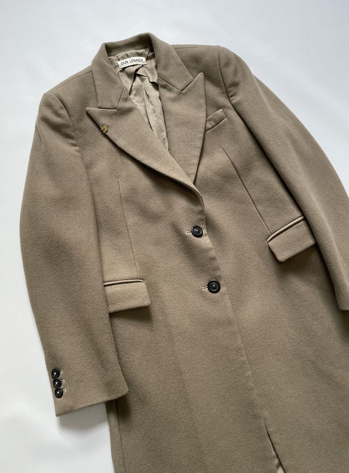 Our Legacy Peafowl Tan ‘Manta’ Wool Overcoat Size S / US 4 / IT 40 - 4 Thumbnail