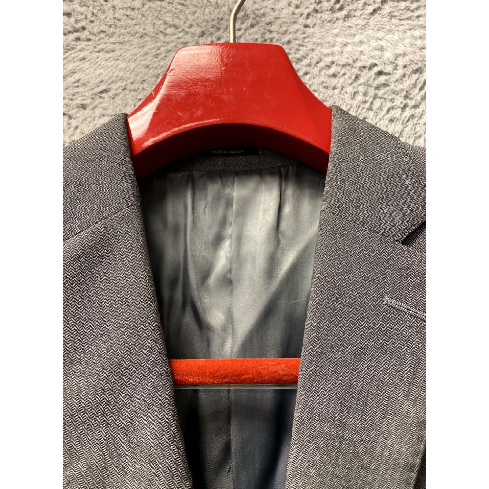 Peter Millar Peter Millar Crown Crafted Blazer Jacket Men’s 44S Gray Herringbone Wool Sport Coat Notch Lapel Two-Button Front Regular Fit Casual Mens Size 44R - 3 Thumbnail