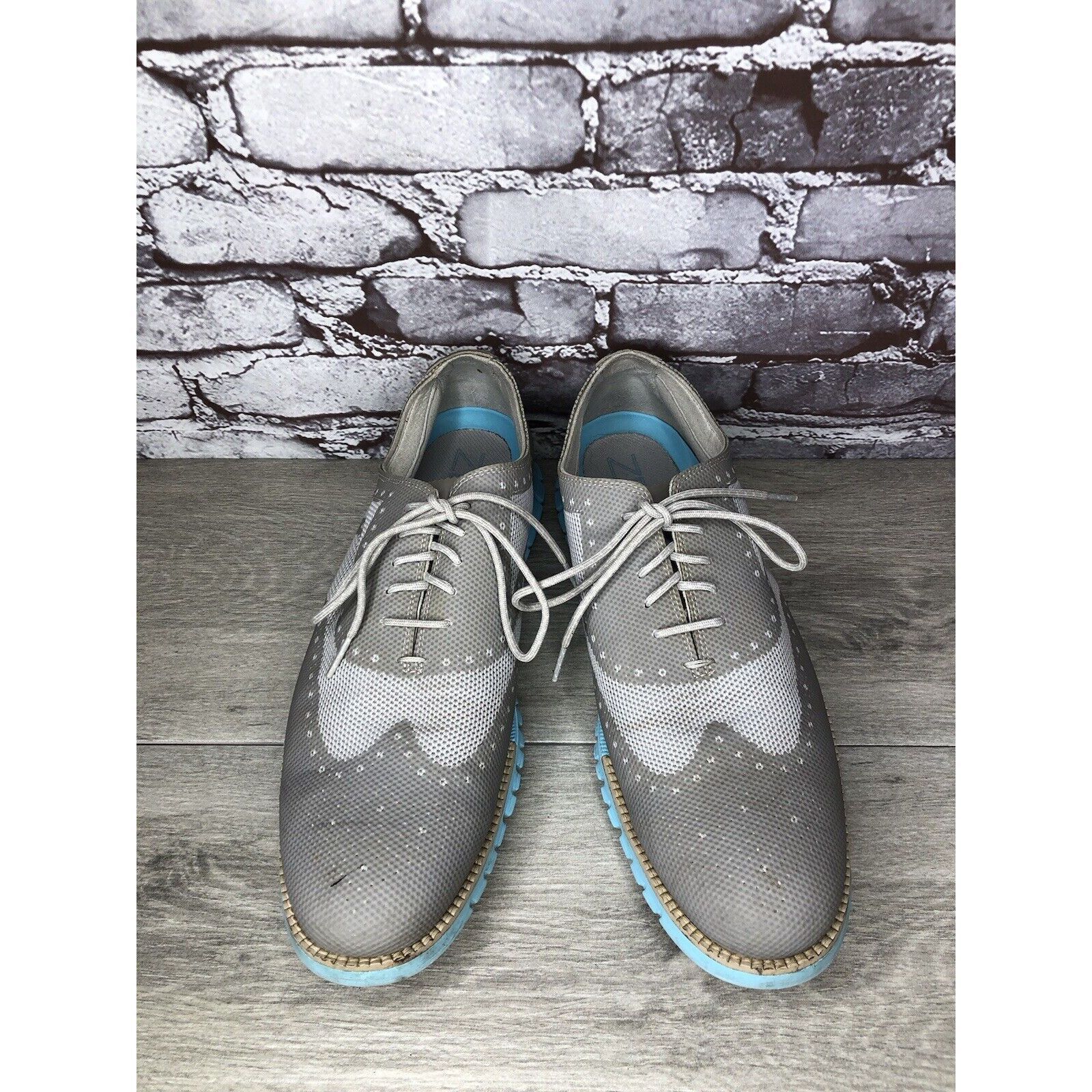 Cole Haan Cole Haan ZeroGrand Grand.OS Gray Mesh Wingtip Blue Shoes Me Size US 12 / EU 45 - 20 Thumbnail