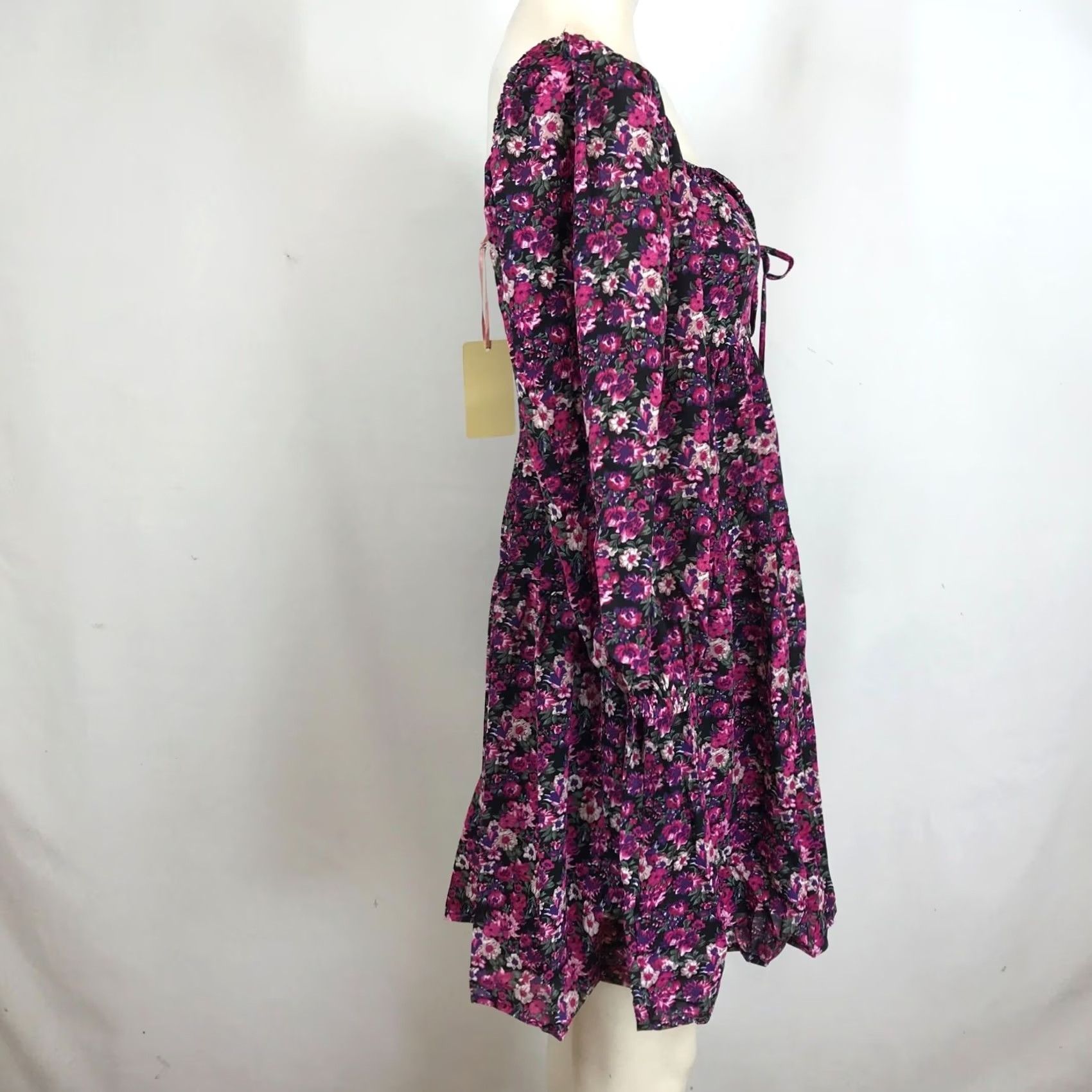 Vintage ENTRO Women's M Floral Long Sleeve Ties at Neck Polyester Shift Dress Shirt? Size M / US 6-8 / IT 42-44 - 4 Thumbnail