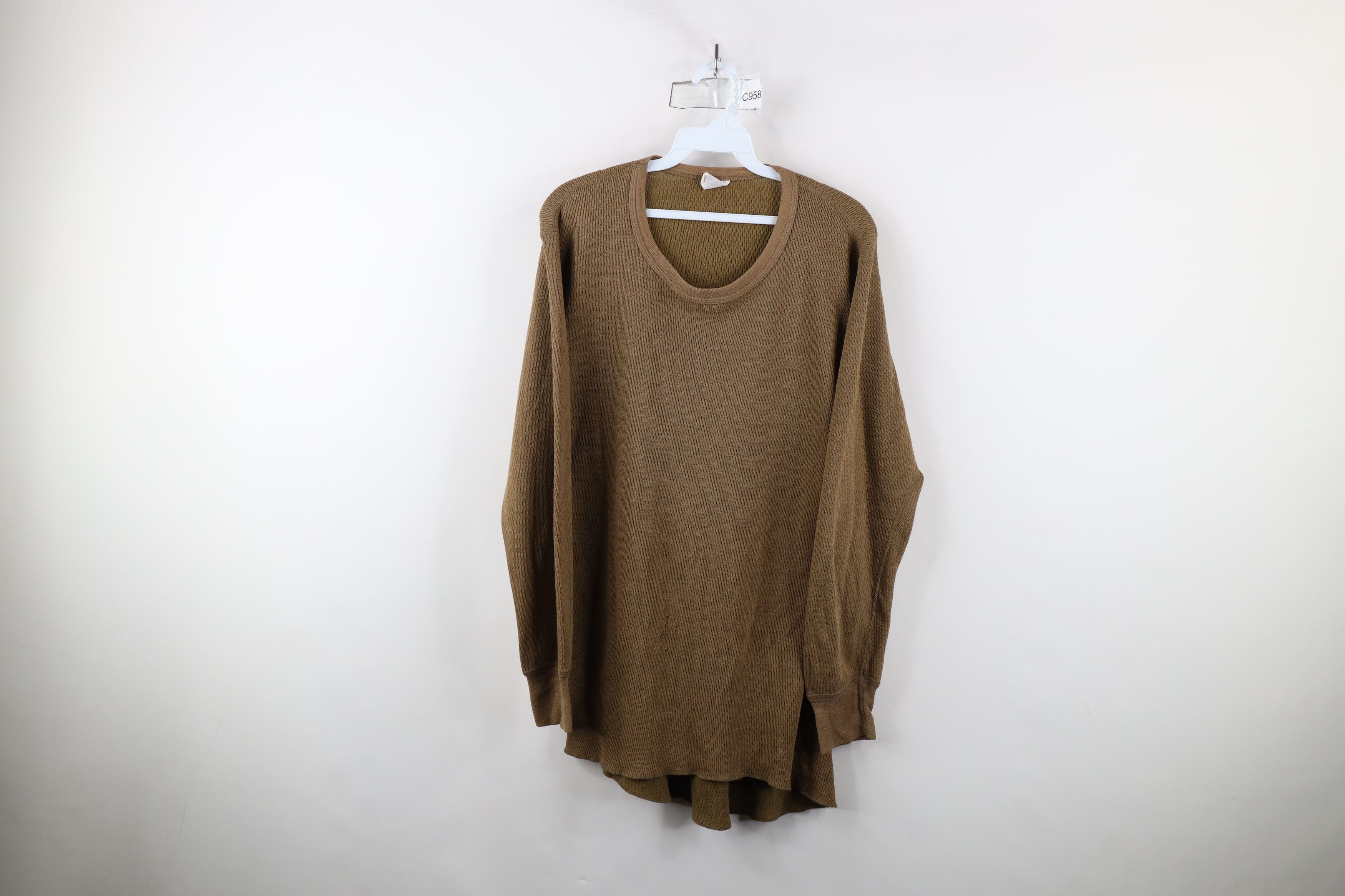 Vintage Vintage 90s Streetwear Thermal Waffle Knit T-Shirt Brown USA Size US XL / EU 56 / 4 - 1 Thumbnail