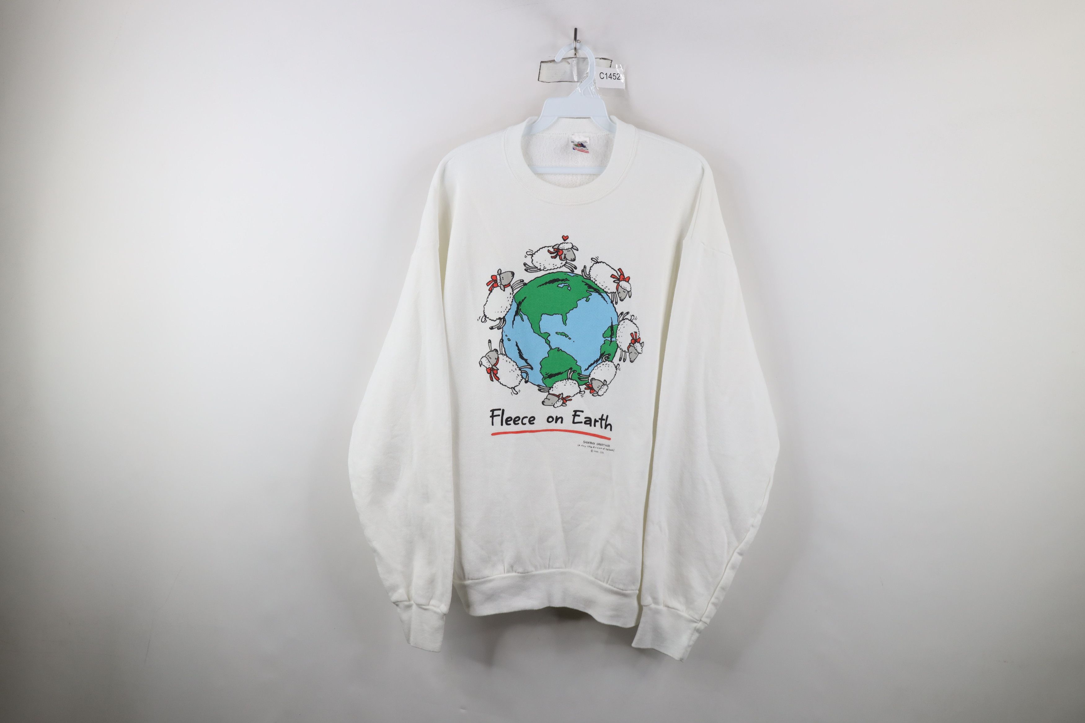 Vintage Vintage 90s Streetwear Sheep Fleece On Earth Sweatshirt USA Size XL / US 12-14 / IT 48-50 - 1 Thumbnail