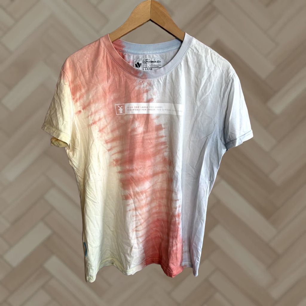 Pinko VINTAGE Dutch Bros Coffee Shirt Women’s XL Pink Tie Dye Short Sleeve Tee Work Wear Size XL / US 12-14 / IT 48-50 - 1 Thumbnail
