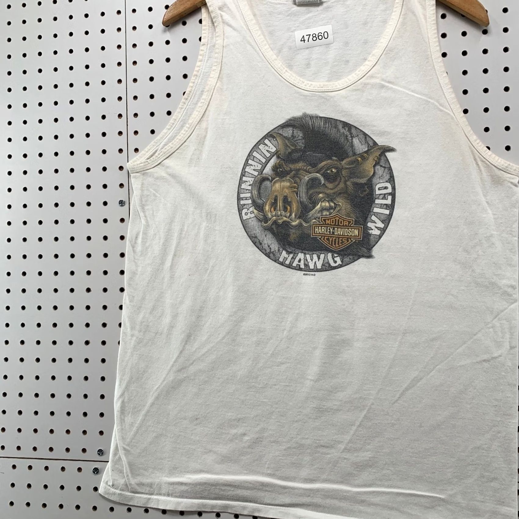 Harley Davidson VINTAGE Harley-Davidson Tank Shirt Mens L White HAWG HOG Wild KUAI Hawaii T-Shirt Mens Large White Size US L / EU 52-54 / 3 - 5 Thumbnail