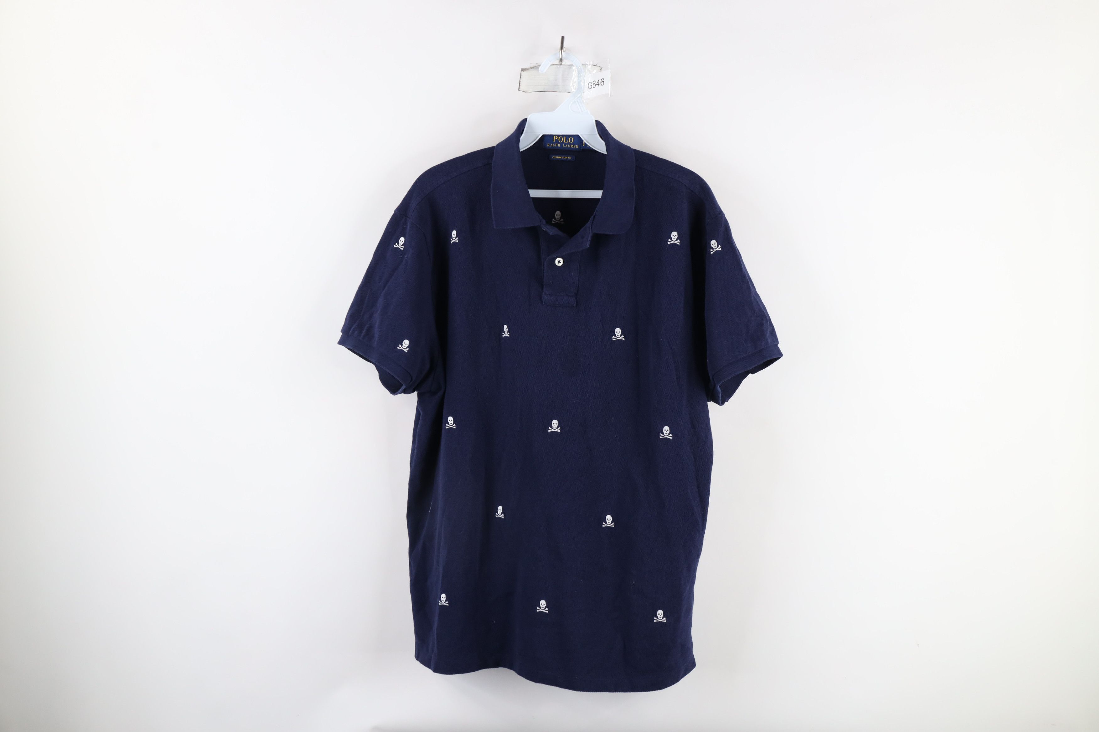 Ralph Lauren × Vintage Ralph Lauren Slim Fit Skull Crossbones All Over Print Polo Size US L / EU 52-54 / 3 - 1 Thumbnail