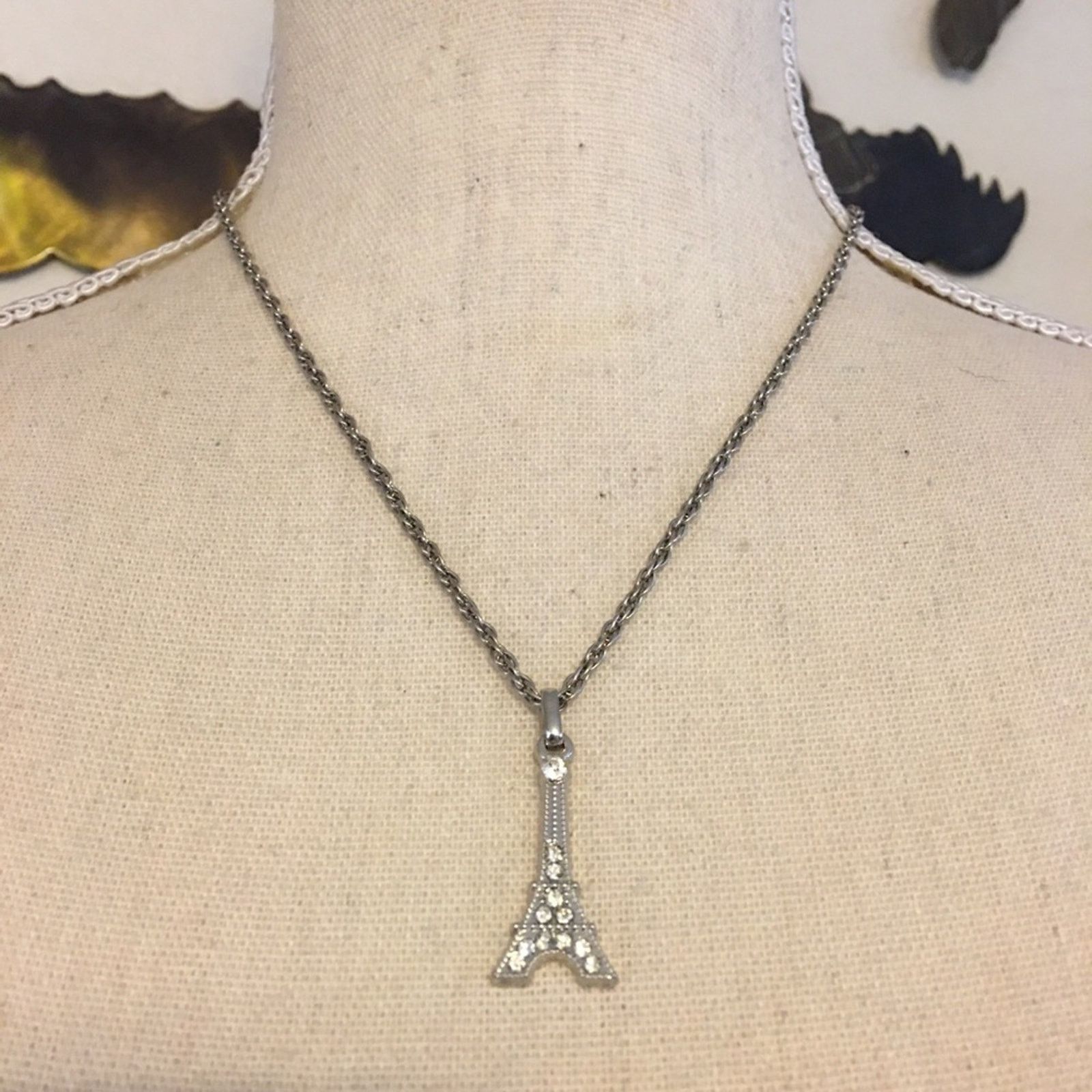 Jewelry Rhinestone Eiffel Tower pendant and chain necklace Size ONE SIZE - 1 Thumbnail