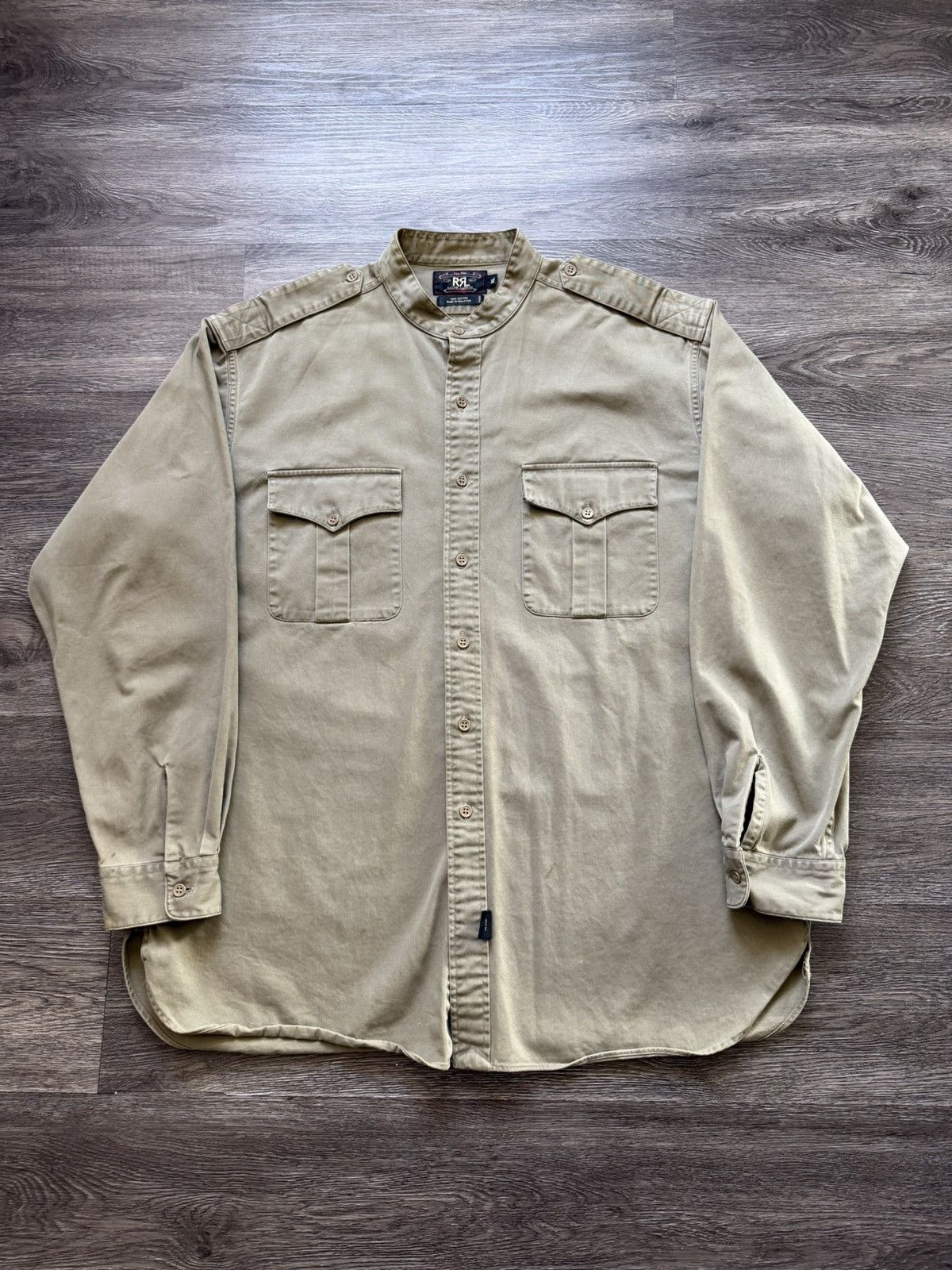 RRL Ralph Lauren Vintage Double RL RRL Military Shirt Button up Henley Collar Size US XL / EU 56 / 4 - 1 Thumbnail