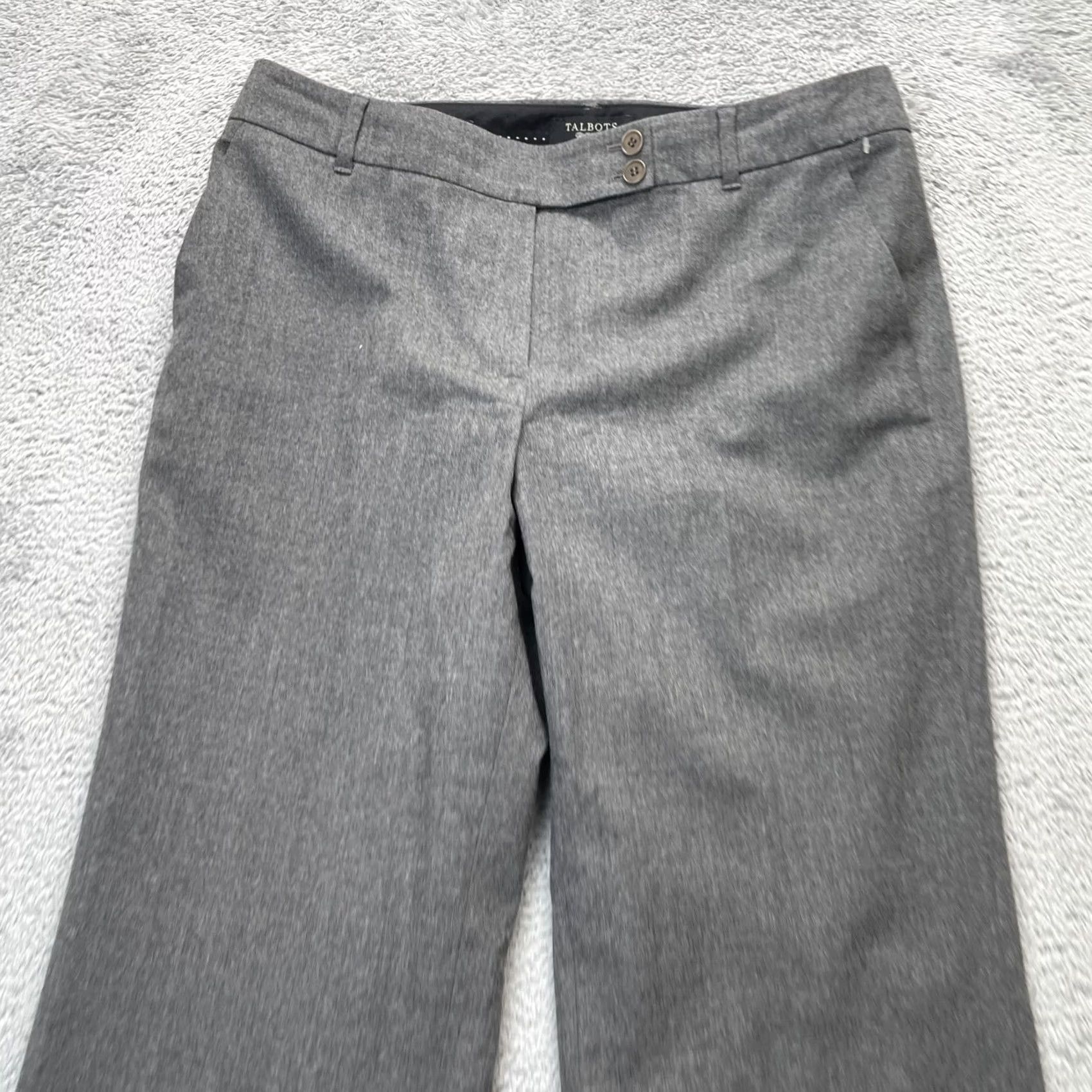 Talbots Talbots Heritage Pants Womens 4 Gray Heathered Wide-Leg Dress Pants Regular Inseam 28 in Gray Wool Blend Formal Dress Pants Womens Mens? Size 24" / US 00 / IT 34 - 3 Thumbnail