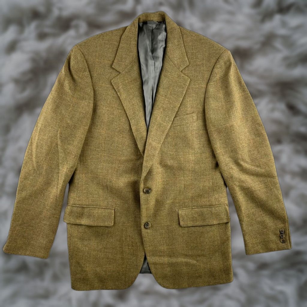 Brooks Brothers Brooks Brothers Men's Blazer Jacket Wool Tweed Tan 40 Regular USA Brown Notch Lapel 2-Button Single-Vented Mens Size 40R - 1 Thumbnail