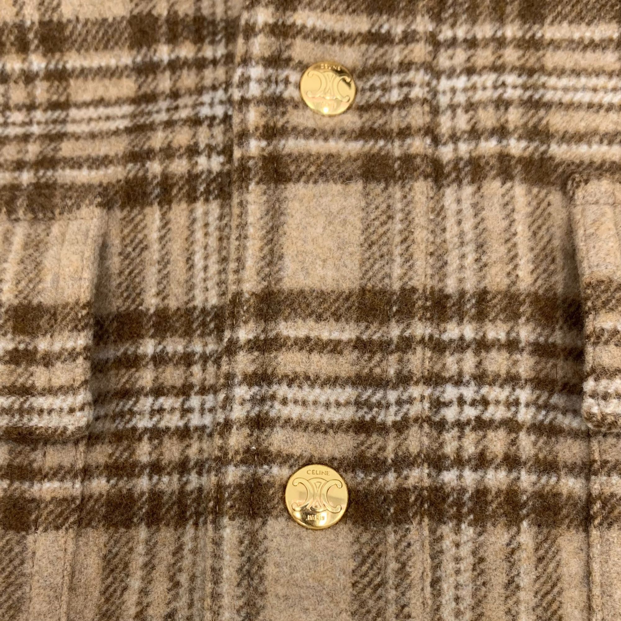 Celine Celine 2024 Brown Plaid Wool Jacket (Size XS) Size XS / US 0-2 / IT 36-38 - 5 Thumbnail