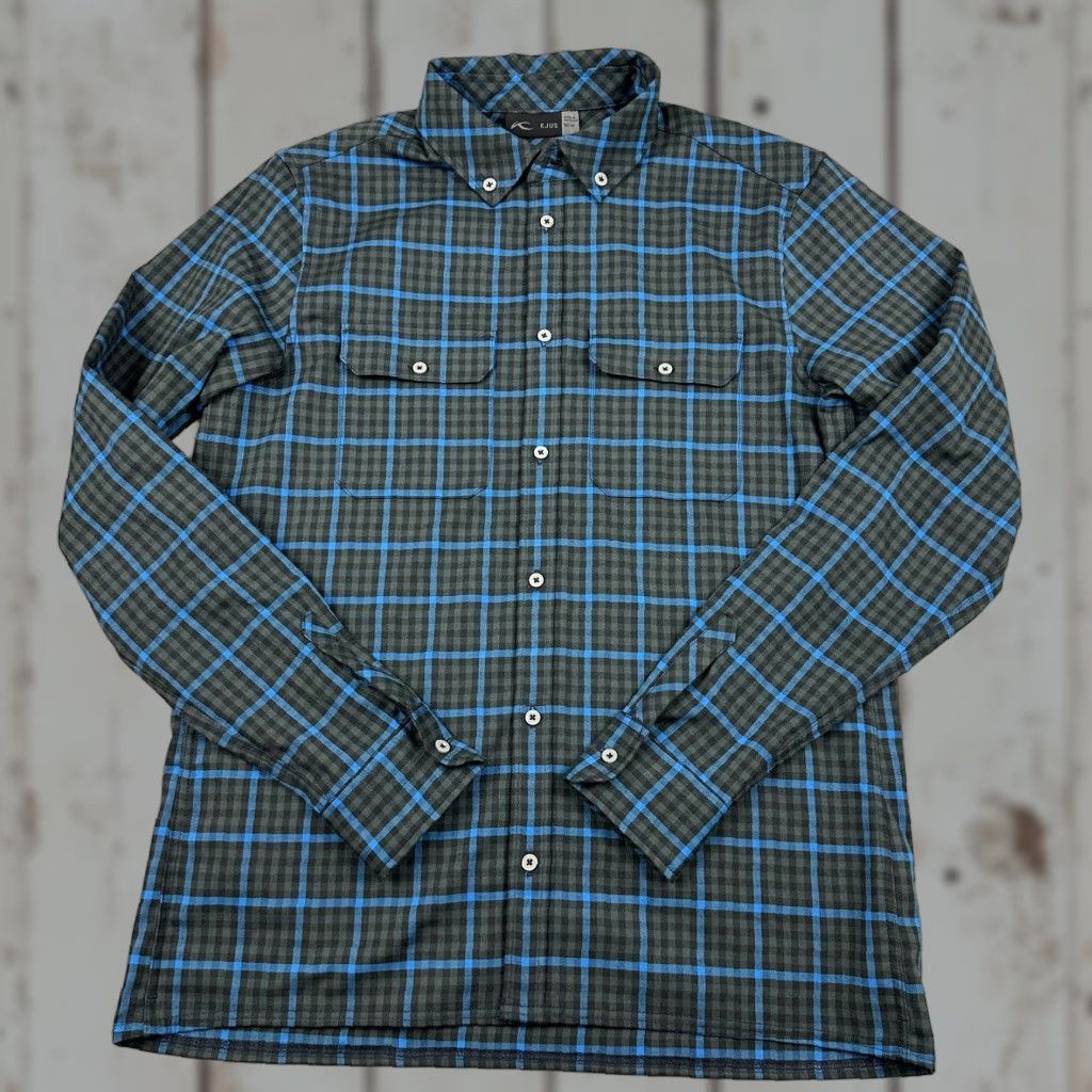 KJUS KJUS Shirt Men M Blue Plaid Long Sleeve Button-Up with Pockets, Cotton, Casual Outdoor, Regular Fit Size US M / EU 48-50 / 2 - 1 Thumbnail