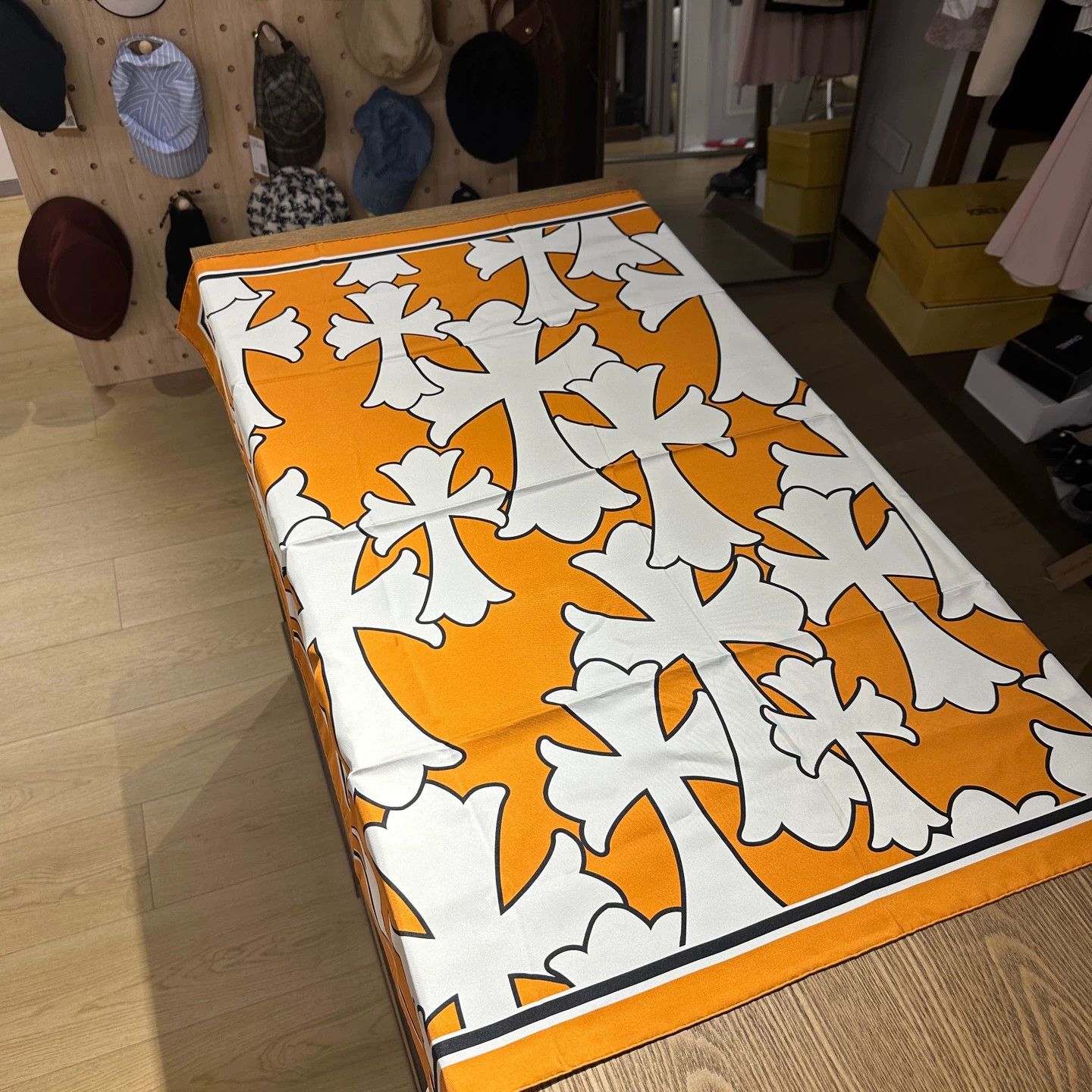 ChromeHearts mar10 all over cross silk scarf