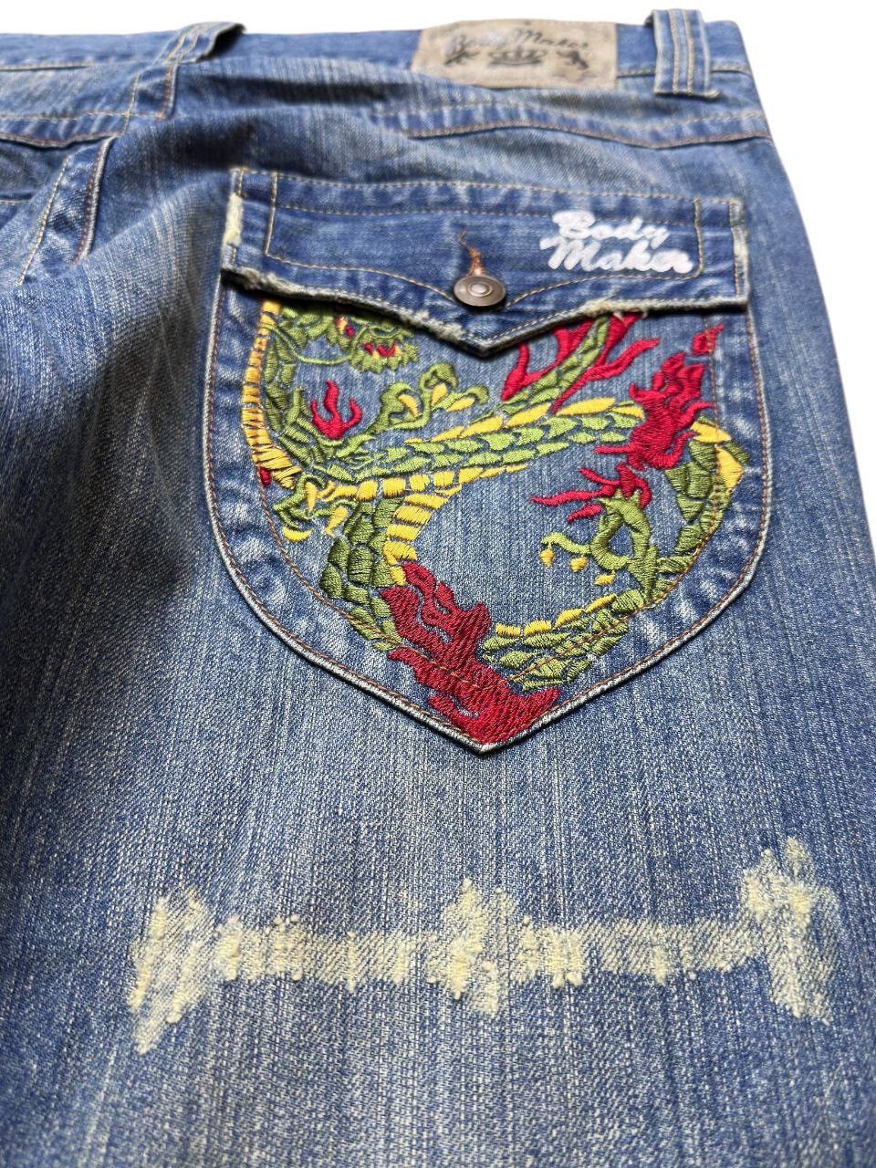 Tornado Mart Vintage Body Maker Flare Dragon Embroidery Pocket Denim Size US 33 - 7 Thumbnail