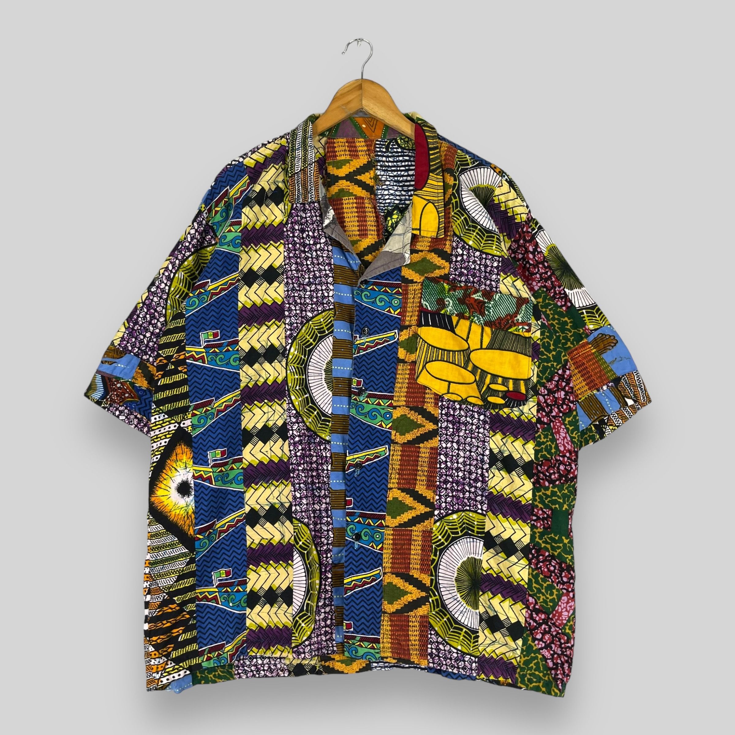 Japanese Brand × Vintage Vintage Abstract Tribal Native Reconstruct Shirt Button Up Size US XL / EU 56 / 4 - 1 Thumbnail
