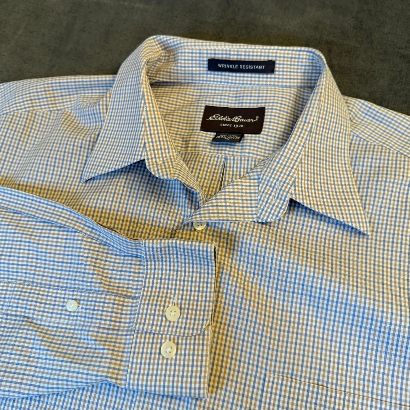 Eddie Bauer Eddie Bauer shirt Men XL Wrinkle Resistant Plaid Button Up Long Sleeve Dress Shirt Blue Check Casual Business Size US XL / EU 56 / 4 - 2 Thumbnail