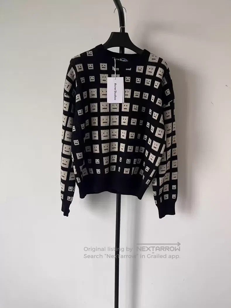 Acne Studios Acne Studios Smiley Face Patterned Check Knit Sweater Size US XS / EU 42 / 0 - 1 Thumbnail