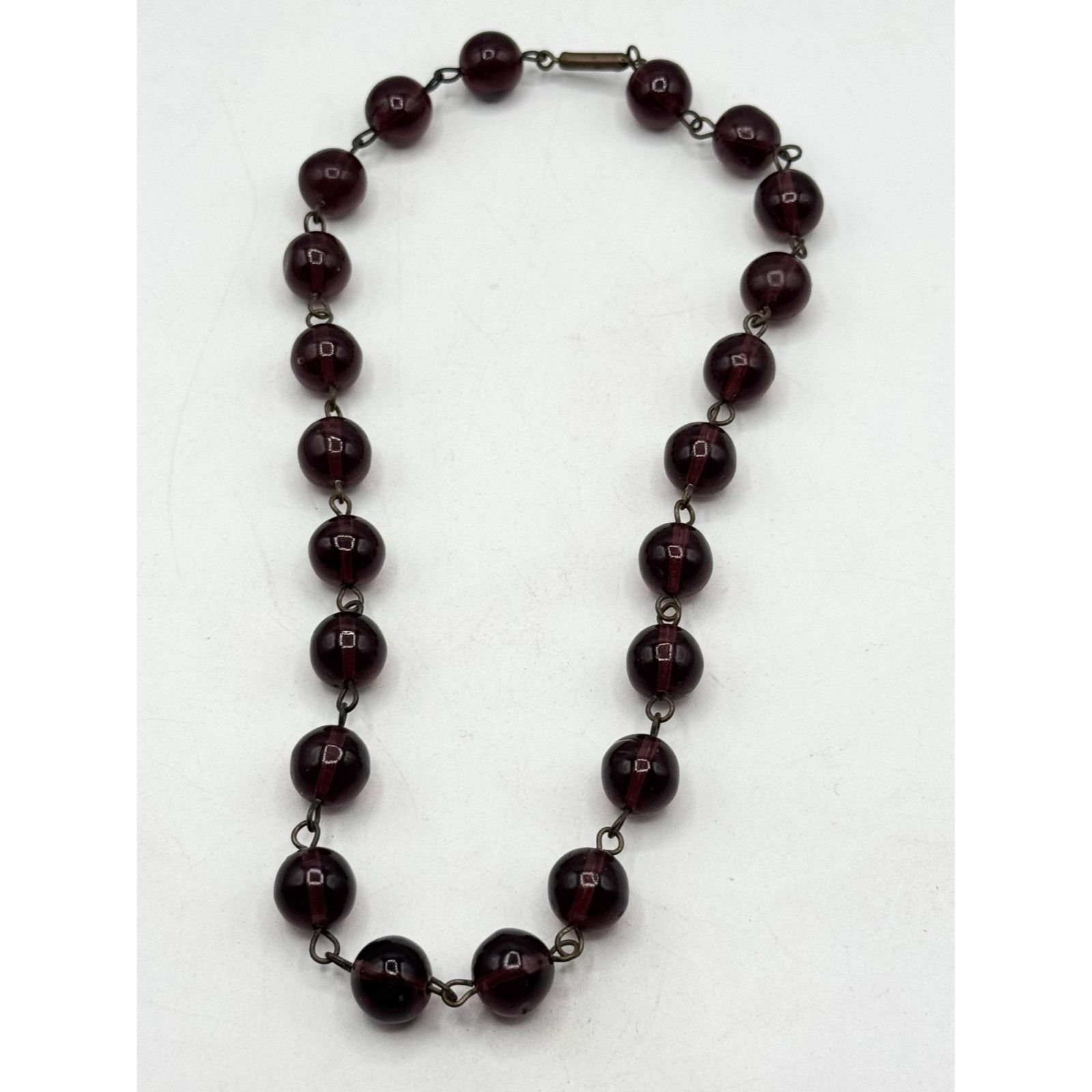Vintage Estate purple glass beaded chain link necklace Size ONE SIZE - 3 Thumbnail