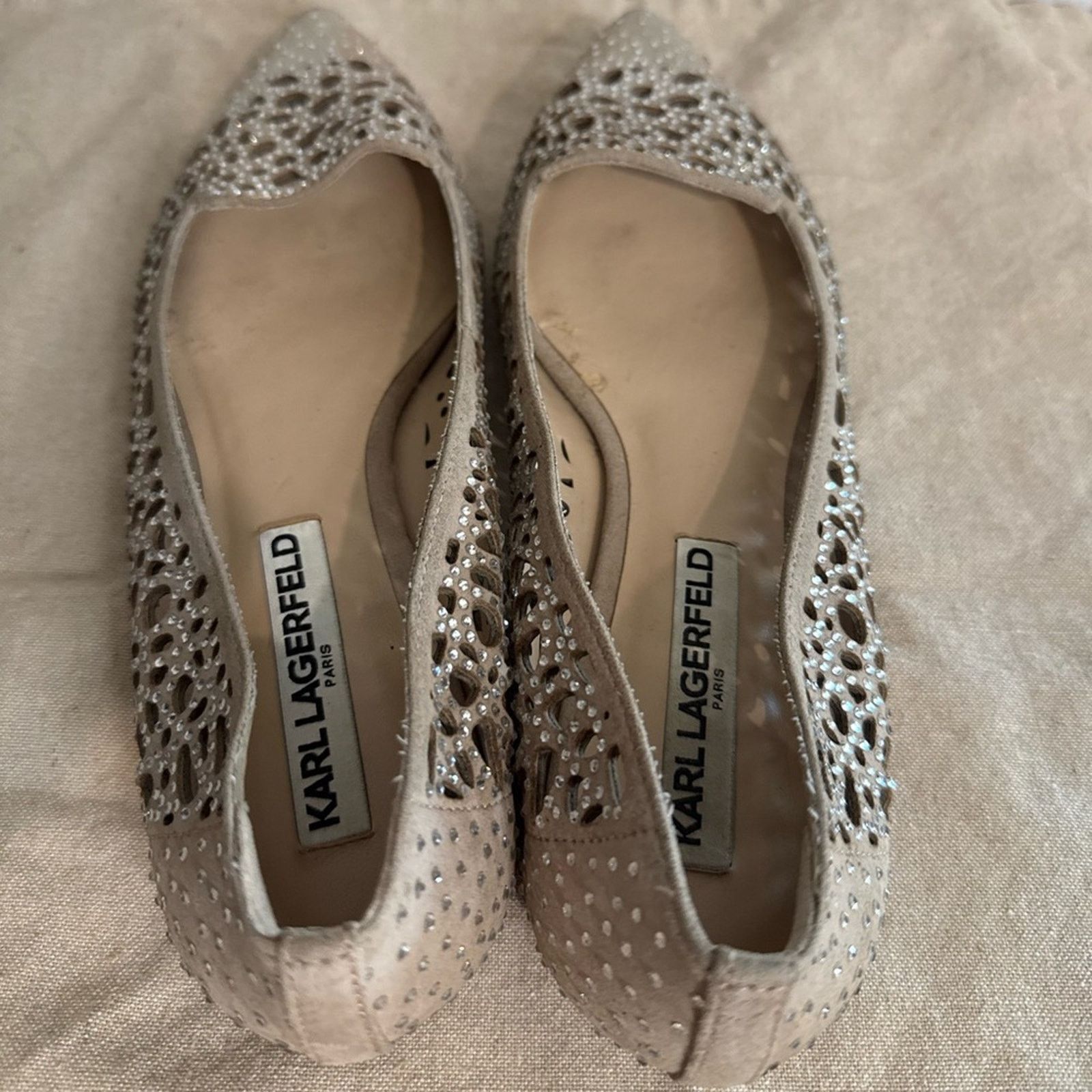 Karl Lagerfeld KARL LAGERFELD Paris: The Nina Diamond Studded Slip-On Flats Size US 7 / IT 37 - 9 Thumbnail