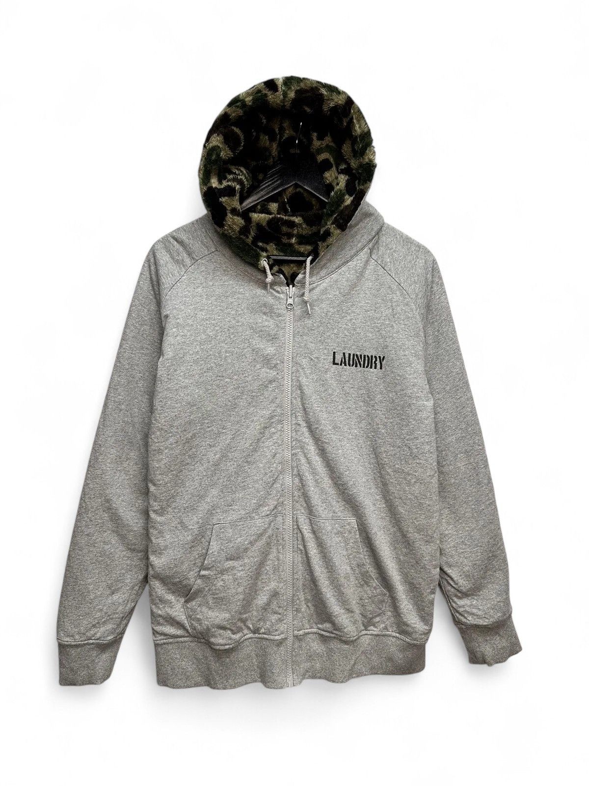 Japanese Brand Vintage Laundry Grey Zip Hoodie with Camo Fur Hood Size US M / EU 48-50 / 2 - 1 Thumbnail