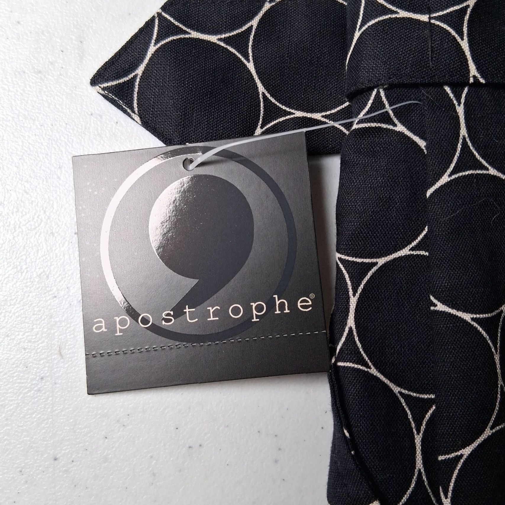 Vintage Apostrophe Skirt Belted Tulip Knee Length Black Linen Blend Cotton Geometric Pattern Size 8 Size 30" / US 8 / IT 44 - 3 Thumbnail
